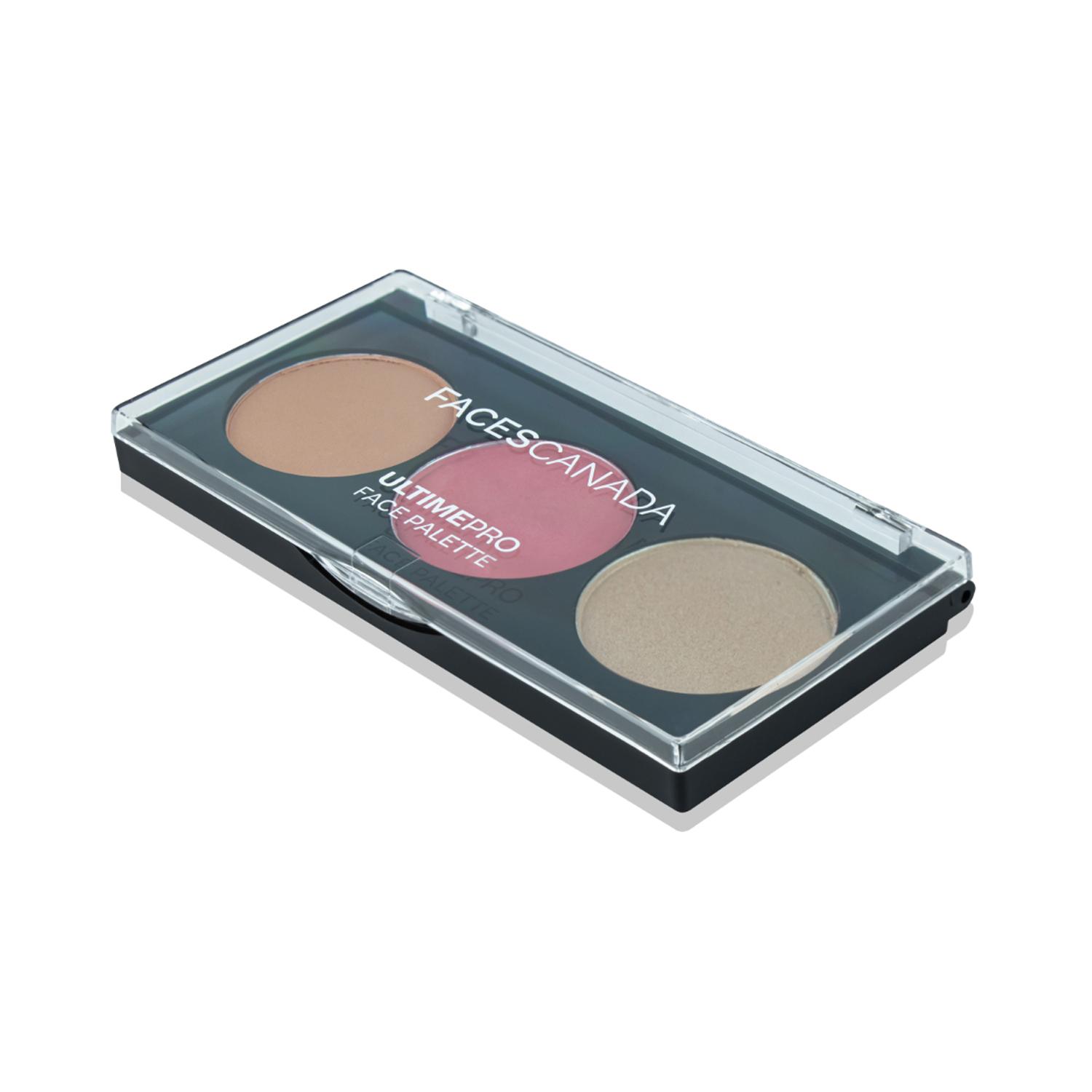 Faces Canada | Faces Canada Ultime Pro Face Palette - Rise, 3in1 Bronzer+Highlighter+Blush, Shimmer Finish (12 g)