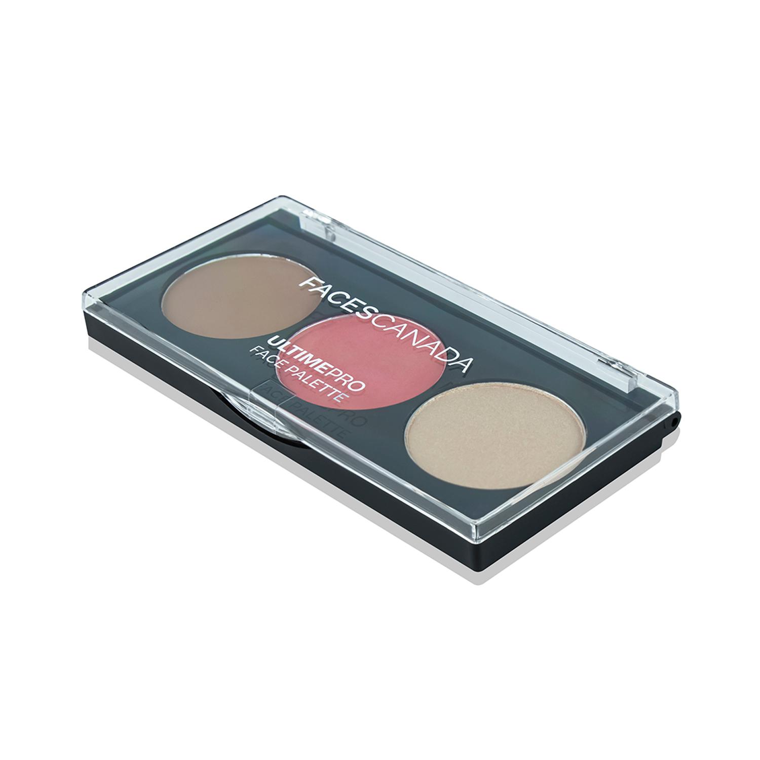 Faces Canada | Faces Canada Ultime Pro Face Palette - Shine, 3in1 Bronzer+Highlighter+Blush, Shimmer Finish (12 g)