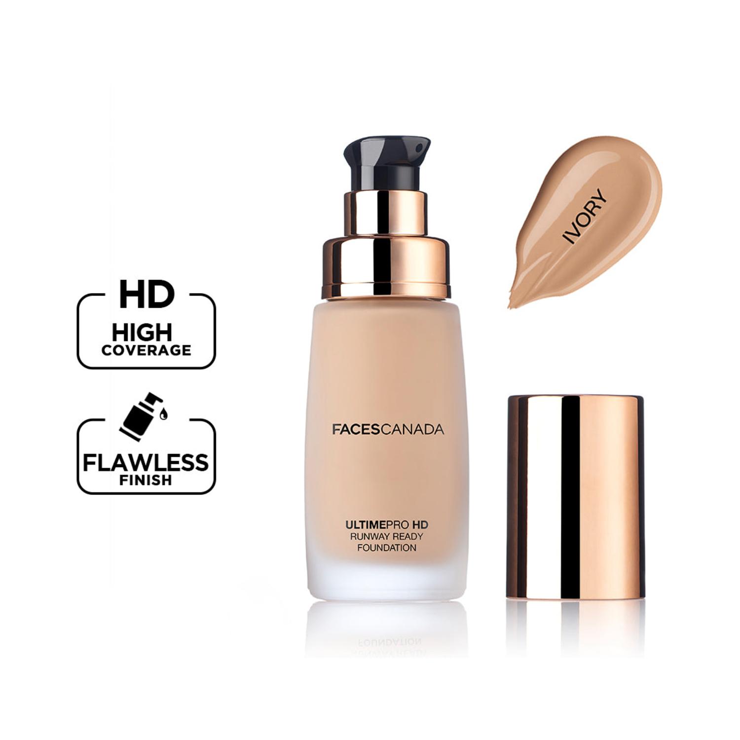 Faces Canada | Faces Canada Ultime Pro HD Runway Ready Foundation - Ivory, Radiant Flawless Finish (30 ml)