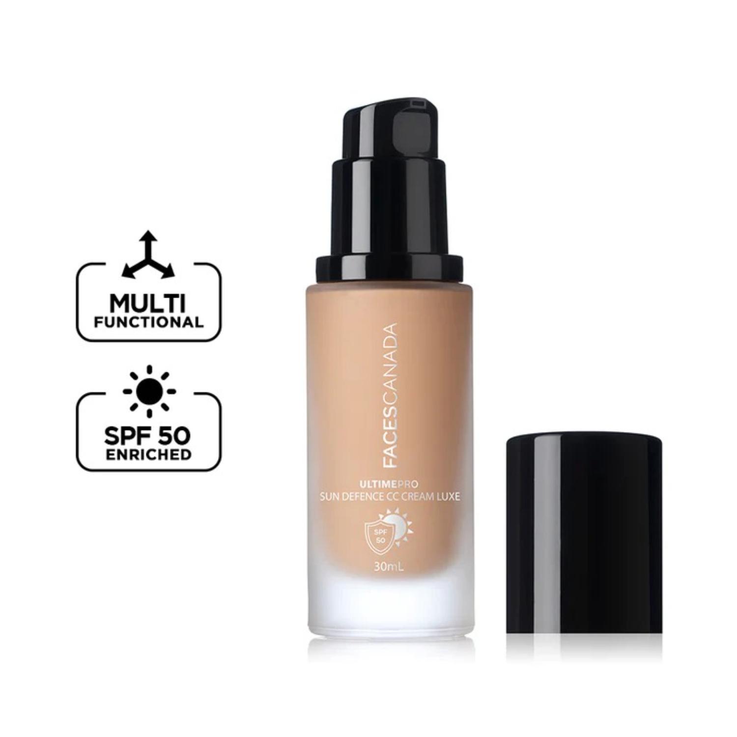 Faces Canada | Faces Canada Ultime Pro Sun Defense CC Cream Luxe SPF 50 - Ivory, Brightens Dull Complexion (30 ml)