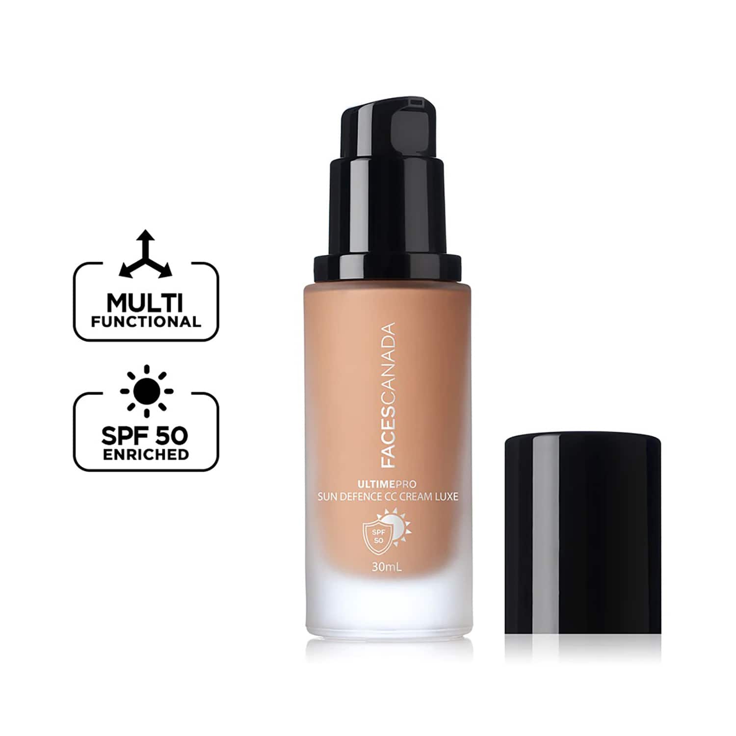 Faces Canada | Faces Canada Ultime Pro Sun Defense CC Cream Luxe SPF 50 - Sand, Brightens Dull Complexion (30 ml)