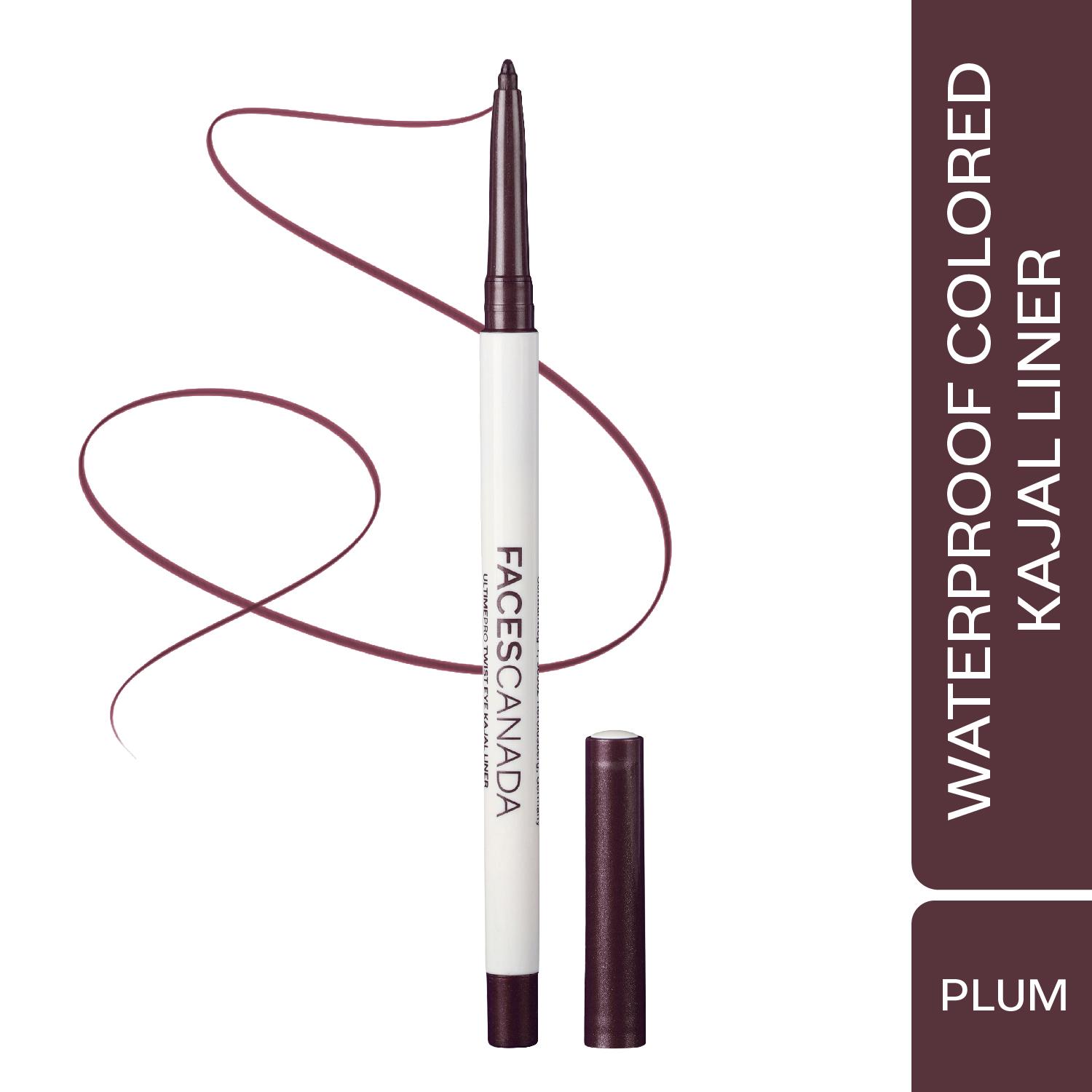 Faces Canada | Faces Canada Ultime Pro Twist Eye Kajal Liner - Plum, Intense Color, 24HR Stay, Waterproof (0.35 g)