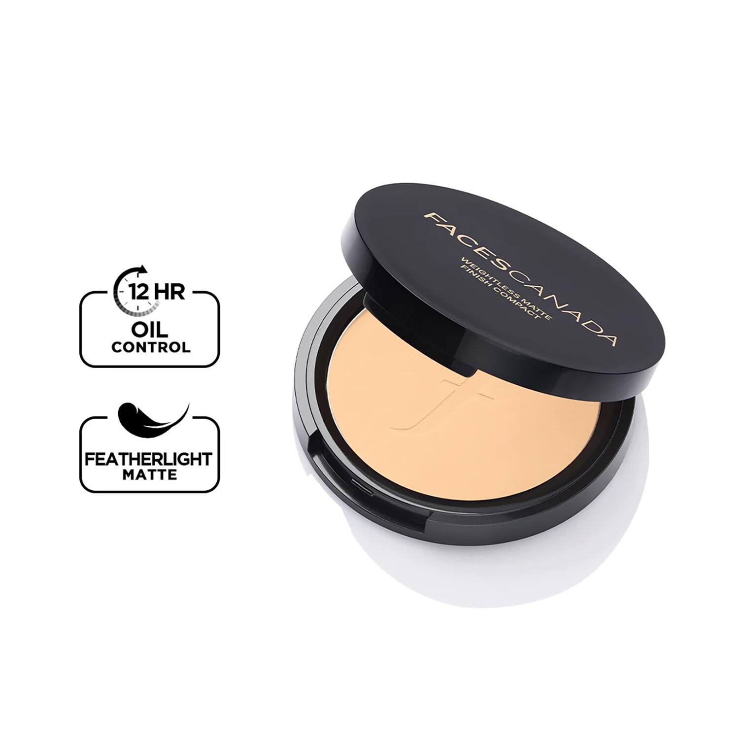 Faces Canada | Faces Canada Weightless Matte Finish Compact Powder - Sand, Non Oily Matte Pressed Powder (9 g)