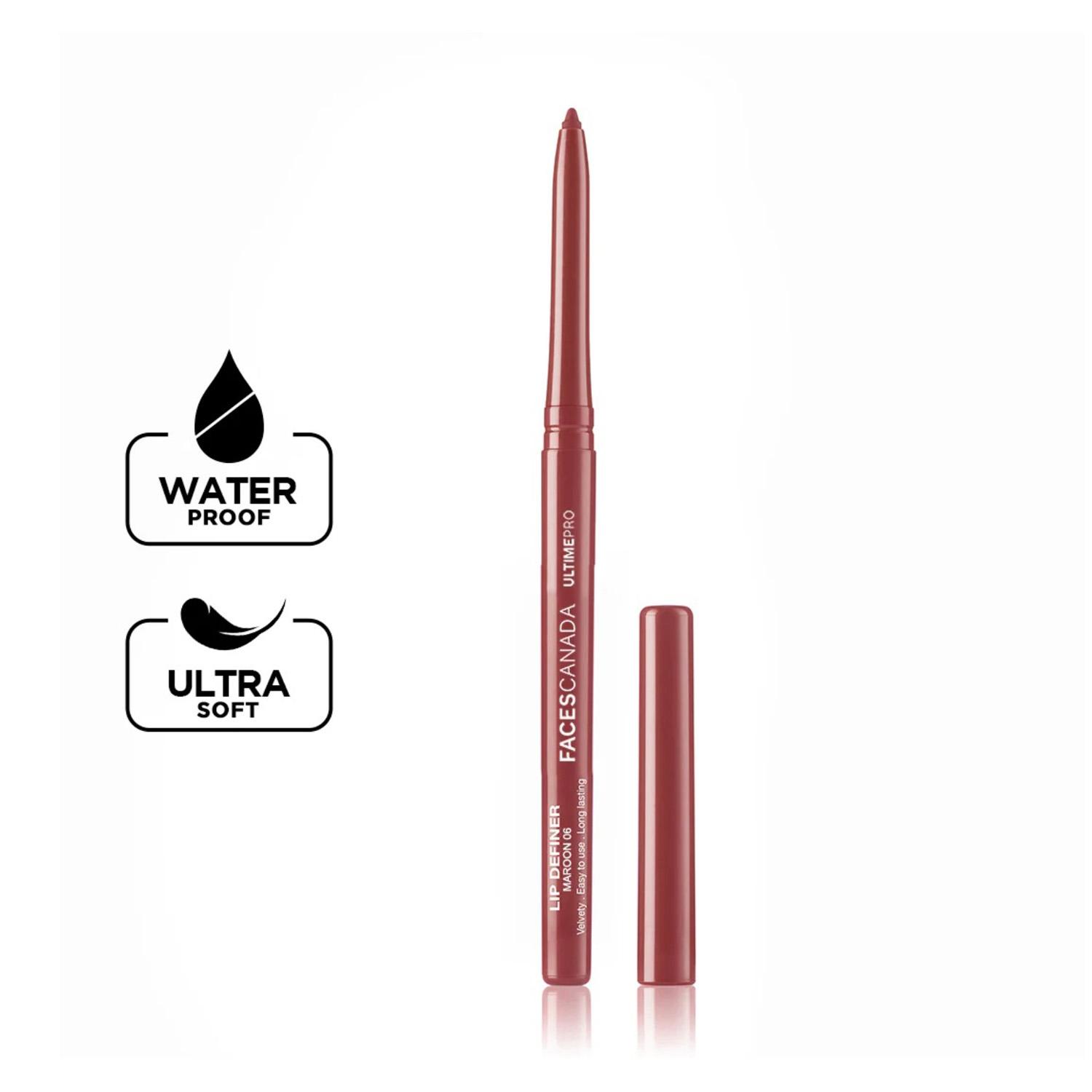 Faces Canada | Faces Canada Ultime Pro Lip Definer - Maroon, Extremely Soft & Gliding, Anti-Feathering (0.35 g)