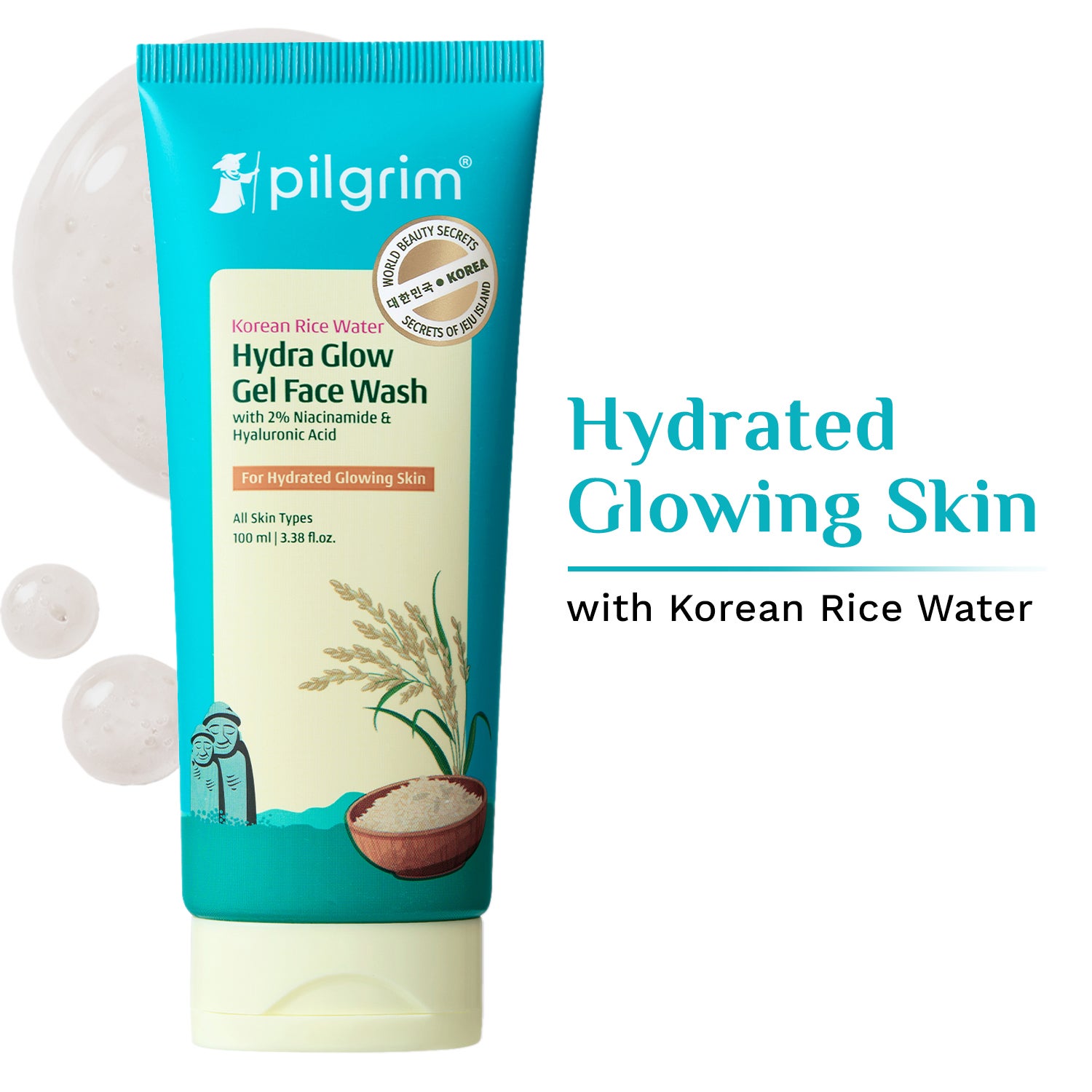 Pilgrim Korean Rice Water Hydra Glow Gel Face Wash (100 ml)