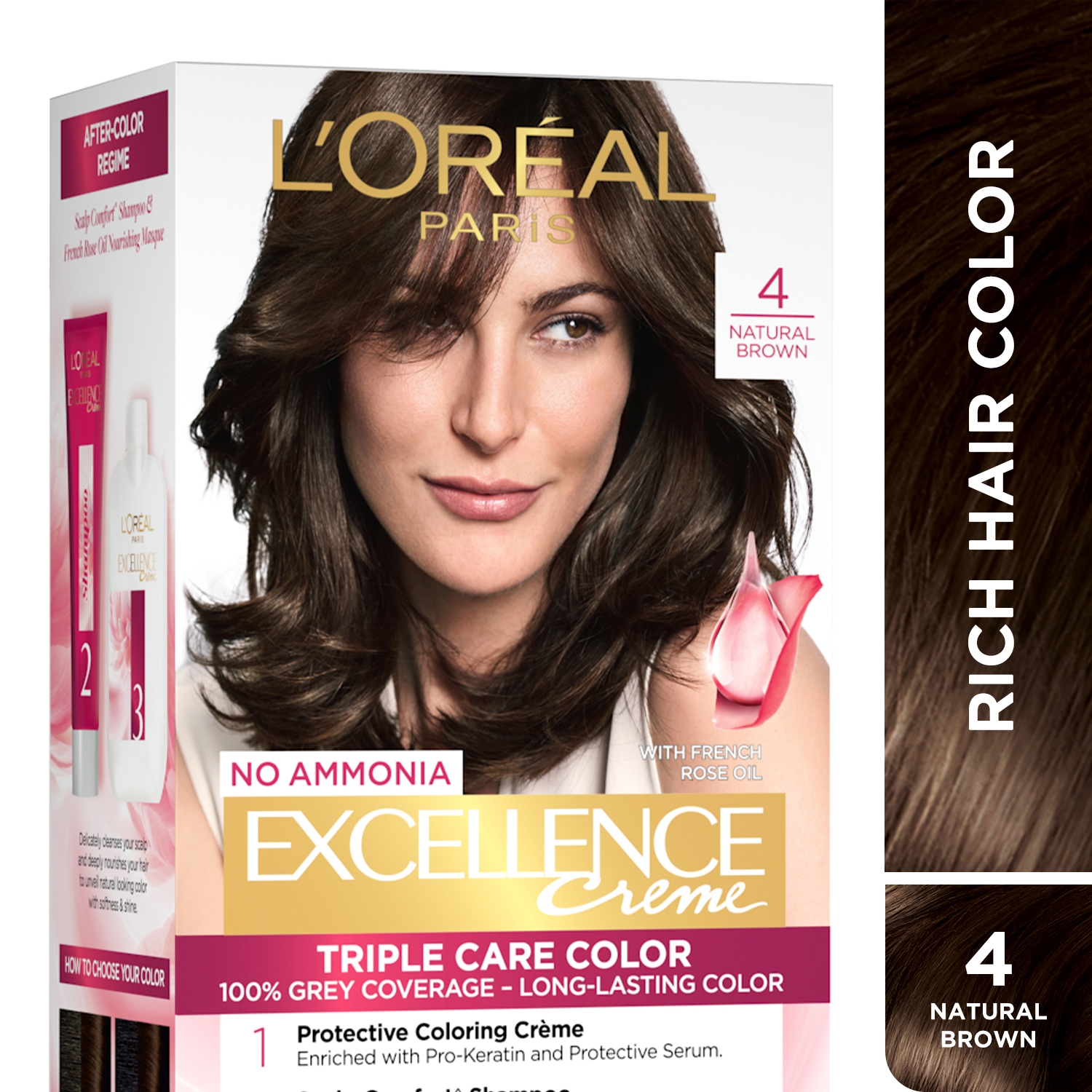 L'Oreal Paris | L'Oreal Paris Excellence Creme Hair Color, 4 Natural Brown -72ml+100g