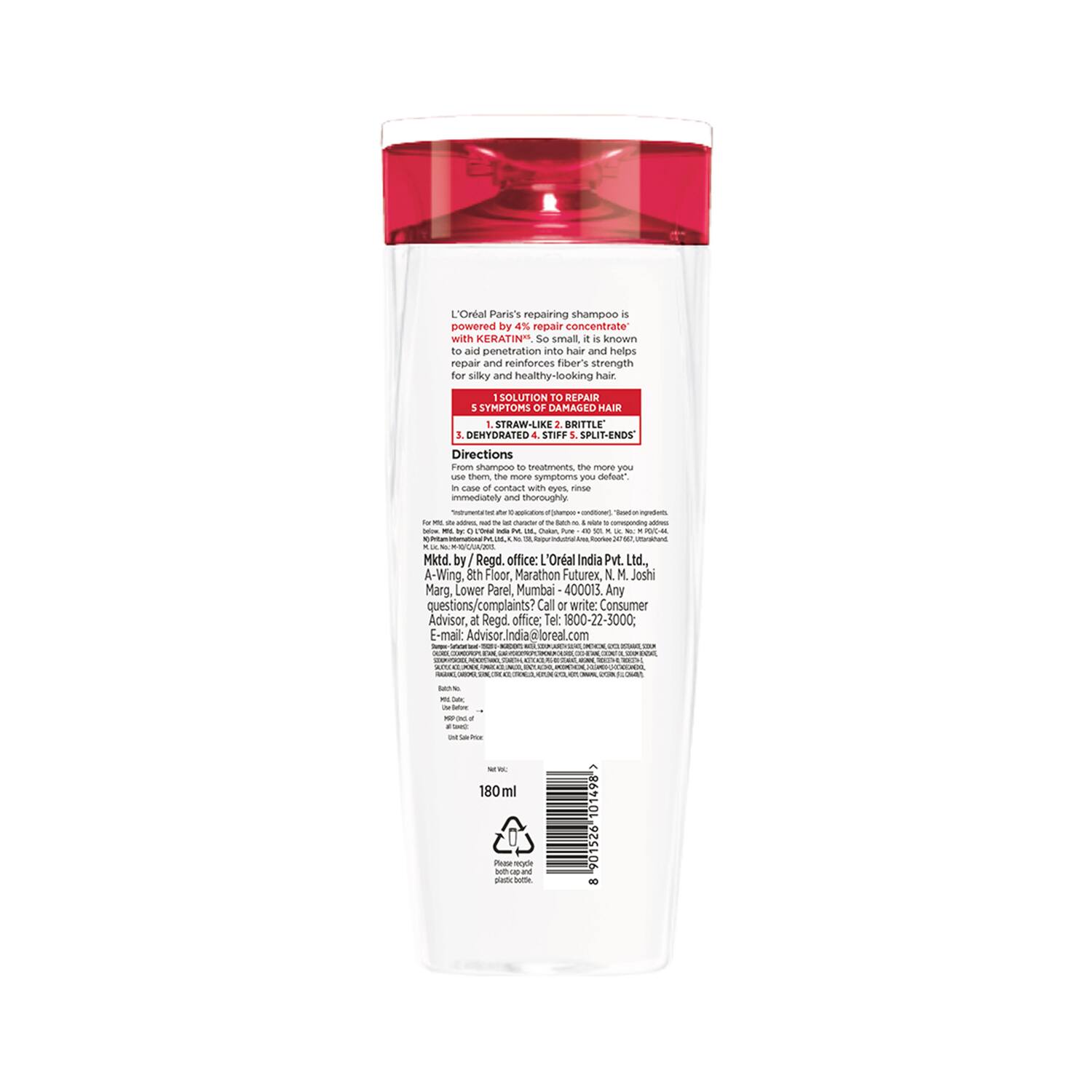 L'Oreal Paris Total Repair 5 Repairing Shampoo With Keratin XS (192.5ml) -  Tira