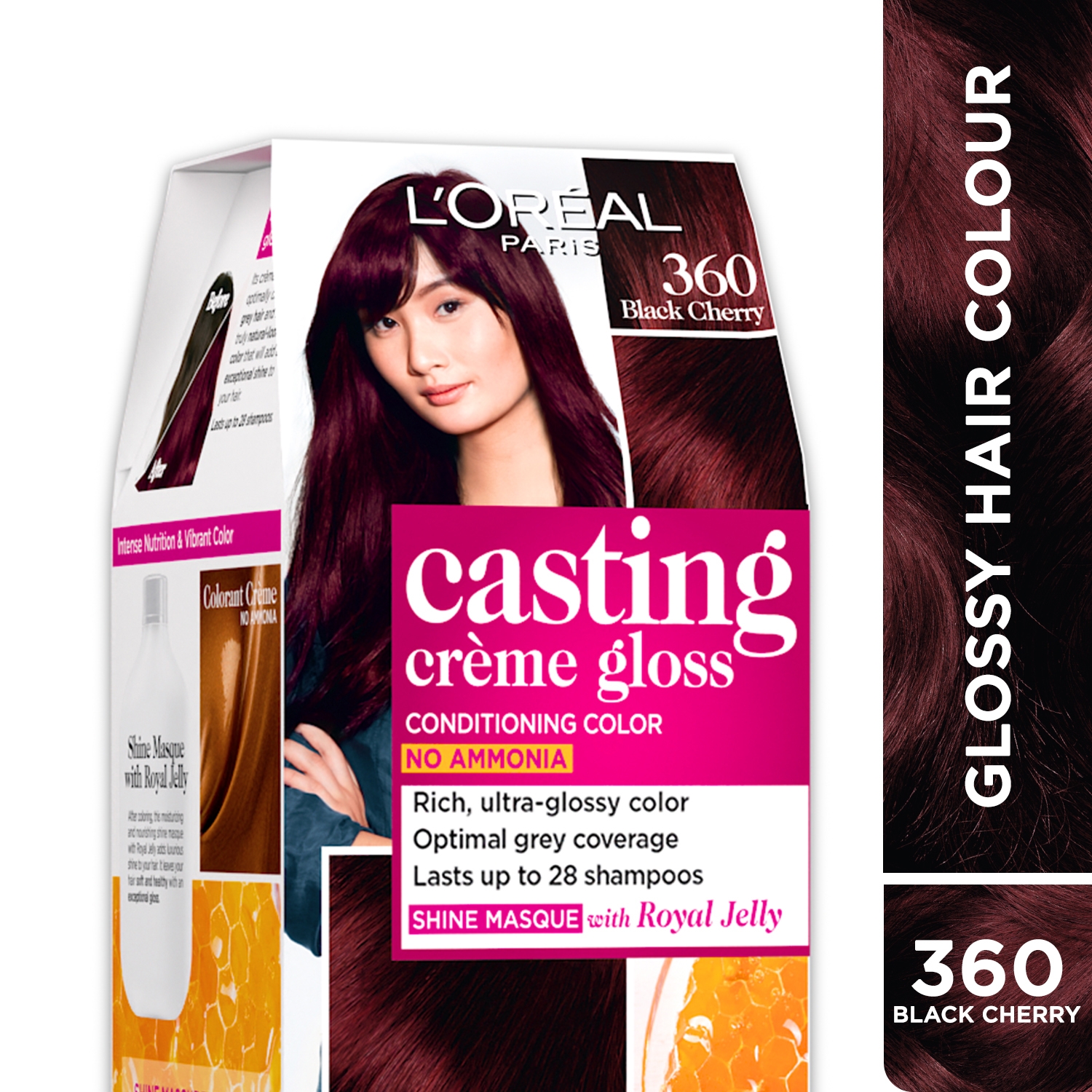 L'Oreal Paris Casting Creme Gloss Hair Color, 360 Black Cherry, 87.5g+72ml