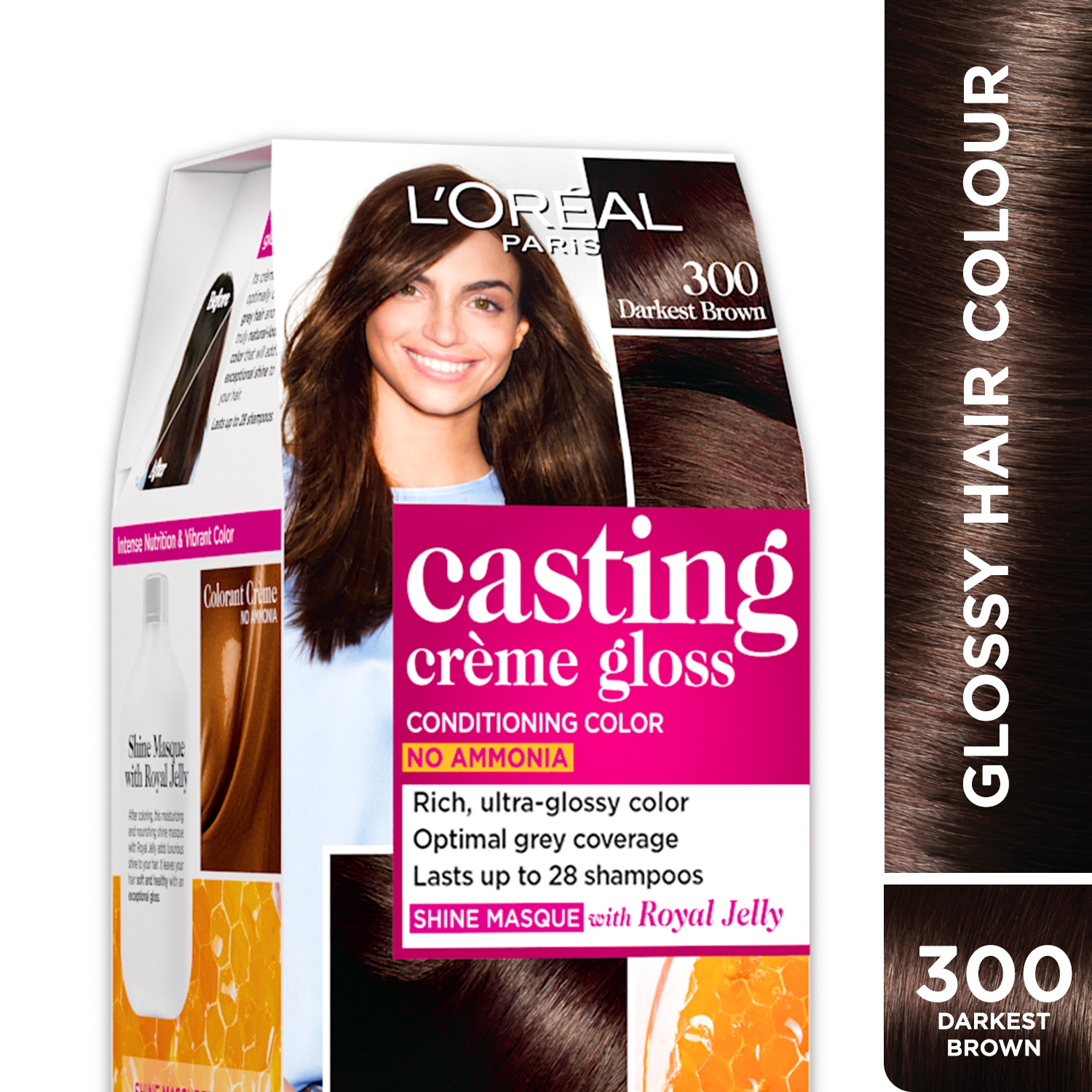 L'Oreal Paris | L'Oreal Paris Casting Creme Gloss Hair Color, 300 Darkest Brown, 87.5g+72ml