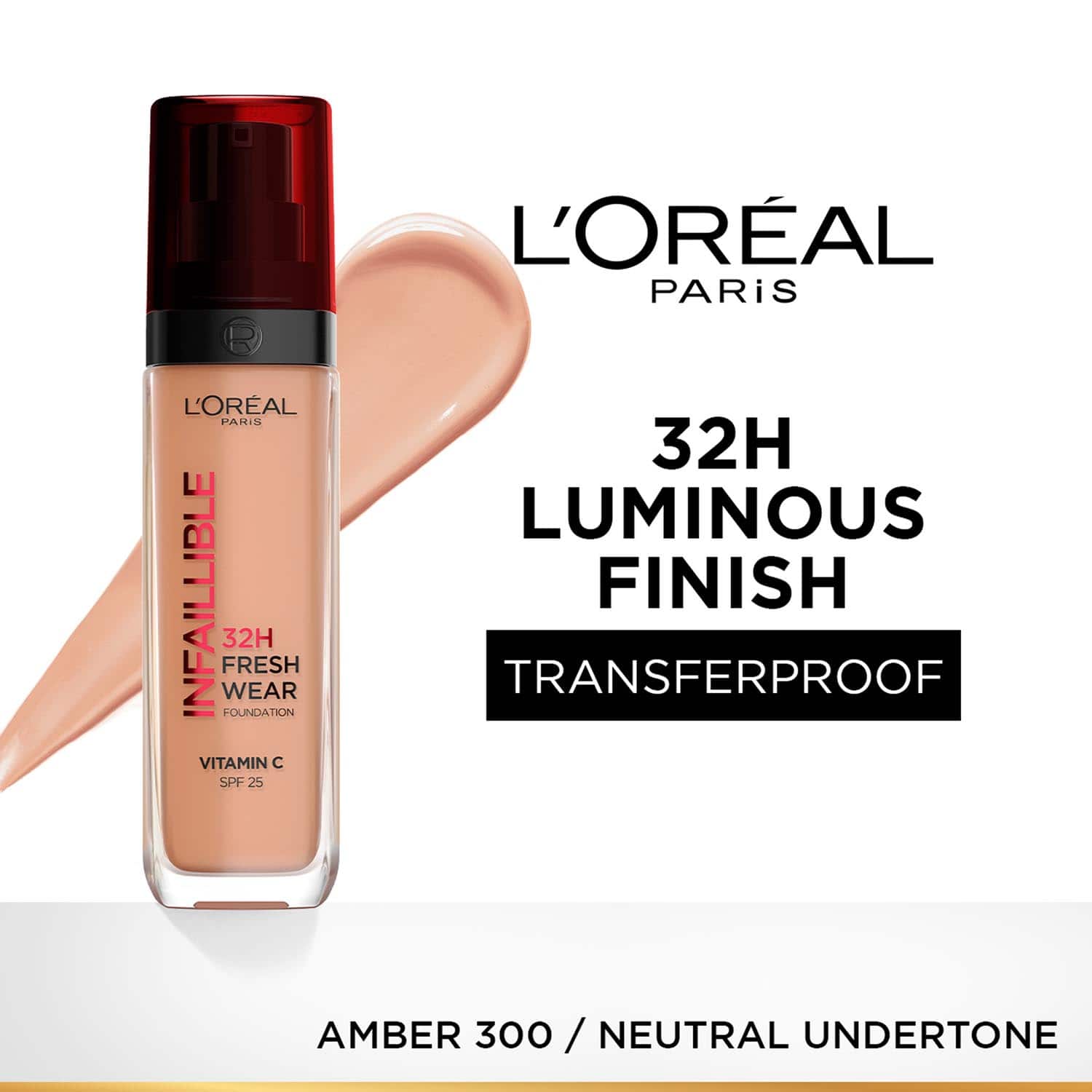 L'Oreal Paris | L'Oreal Paris Infallible 32H Fresh Wear Foundation - Amber 300/Neutral Undertone (30 ml)