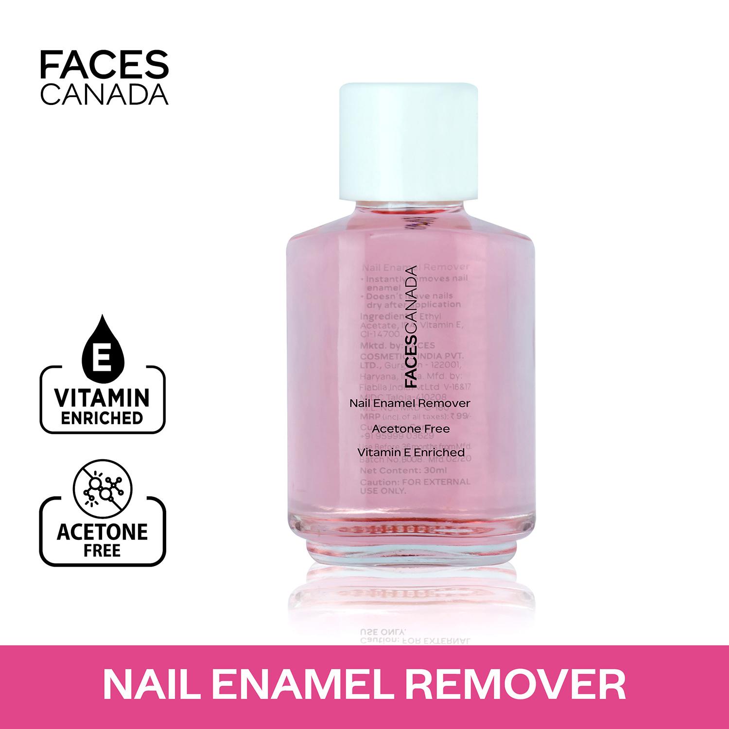 Faces Canada | Faces Canada Nail Enamel Remover - Transparent 01, Vitamin E, Non Drying, Gentle on Nails (30 ml)