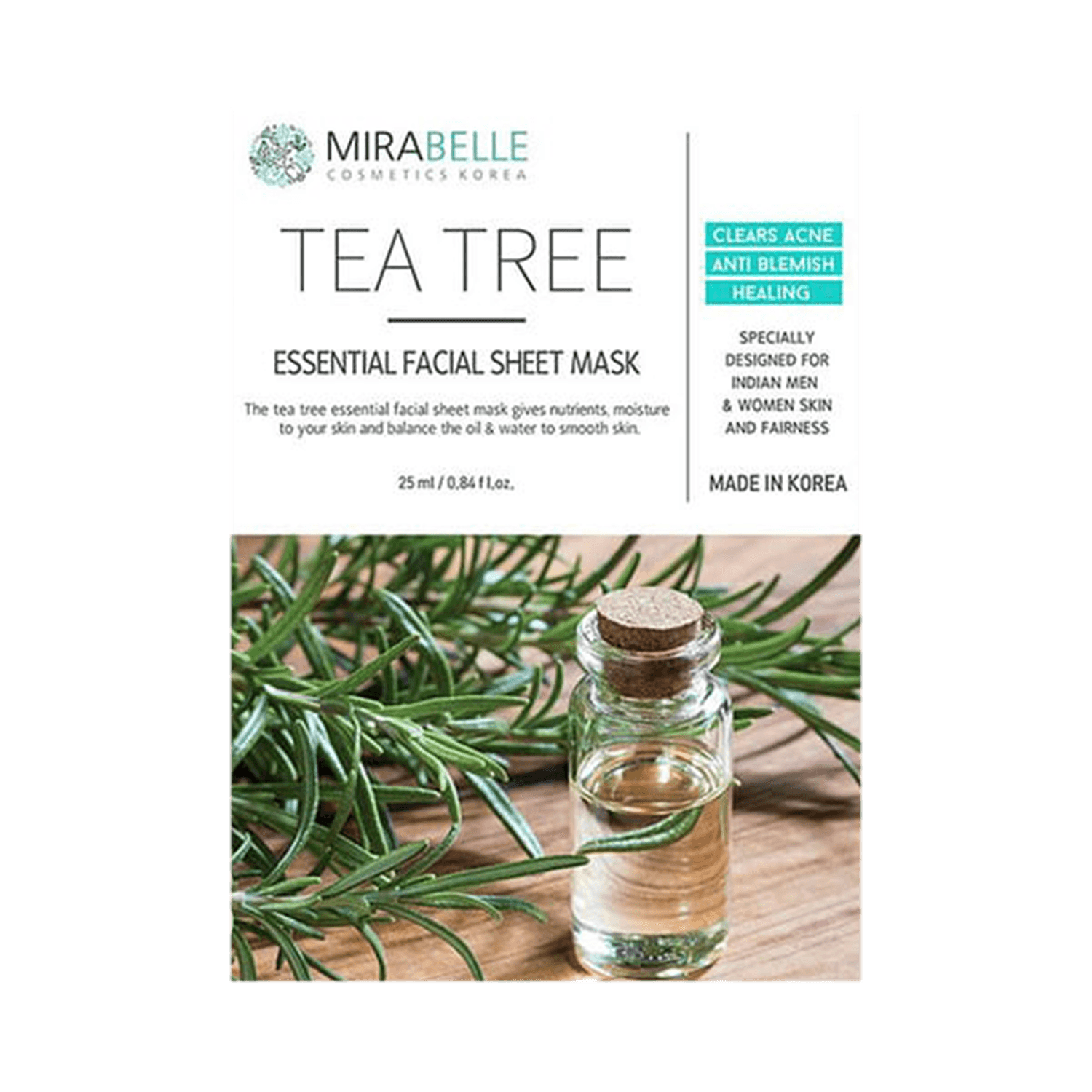 Mirabelle Cosmetics Korea | Mirabelle Cosmetics Korea Tea Tree Essential Facial Sheet Mask (25ml)