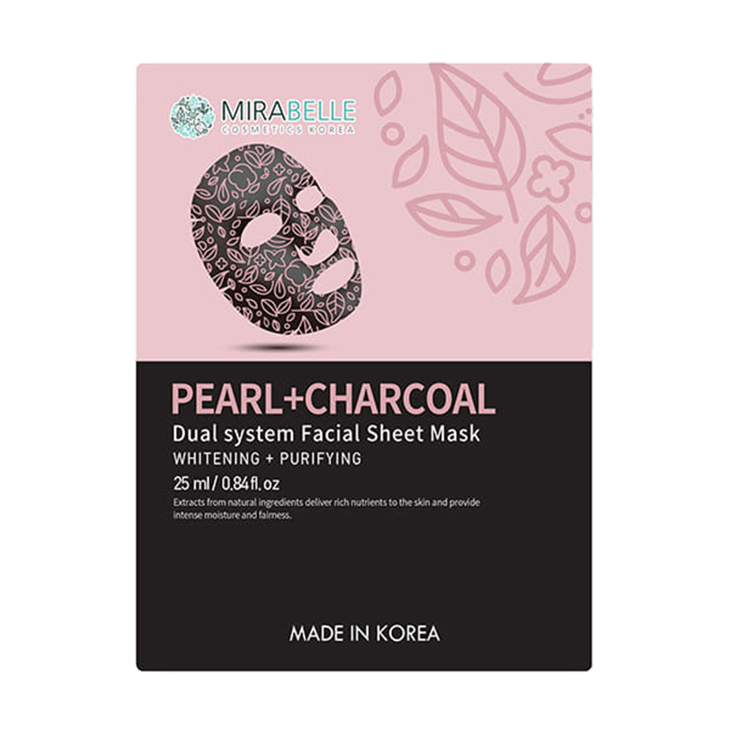 Mirabelle Cosmetics Korea | Mirabelle Cosmetics Korea Pearl And Charcoal Dual System Facial Sheet Mask (25ml)
