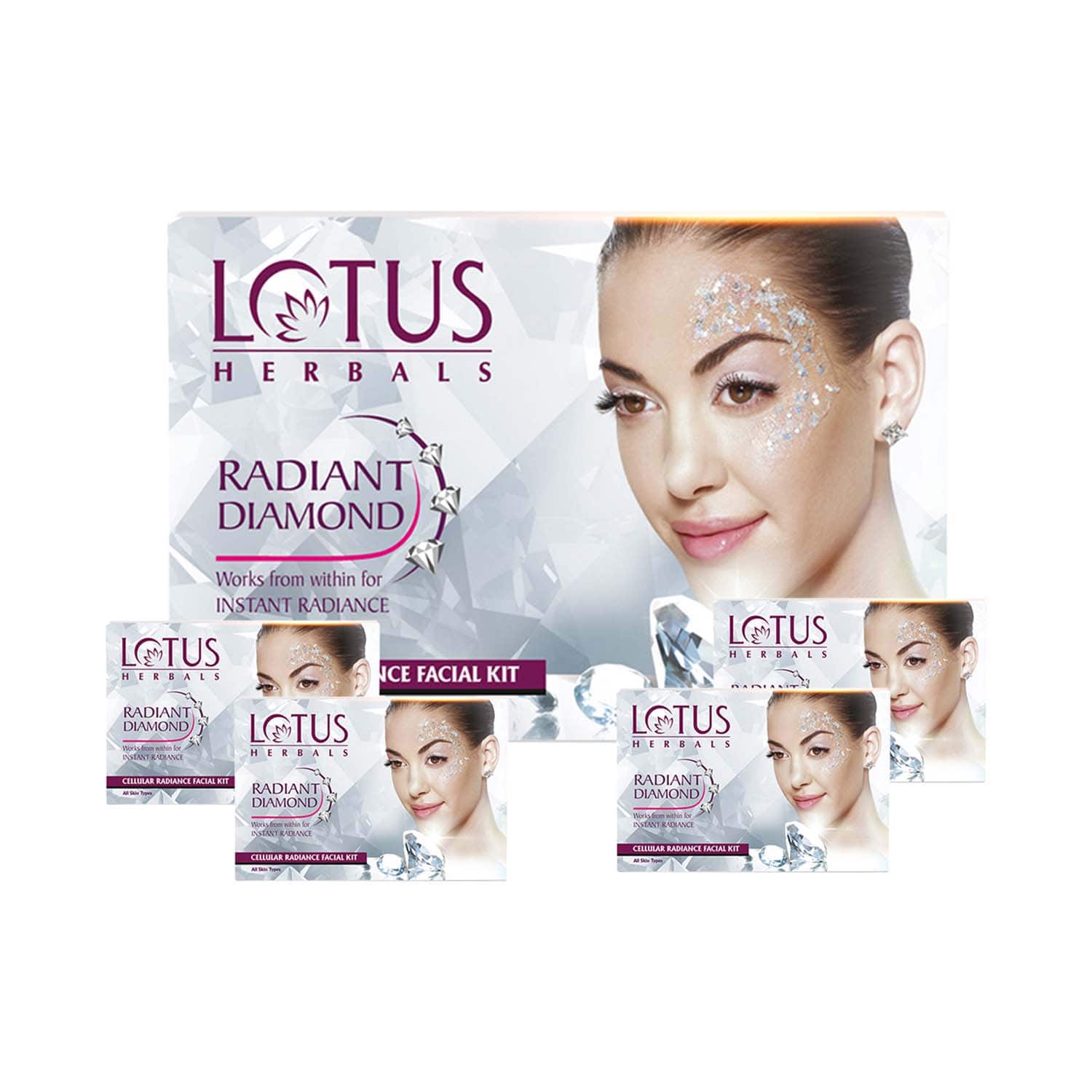 Lotus Herbals | Lotus Herbals Radiant Diamond Cellular Radiance 4 In 1 Facial Kit - (148g)
