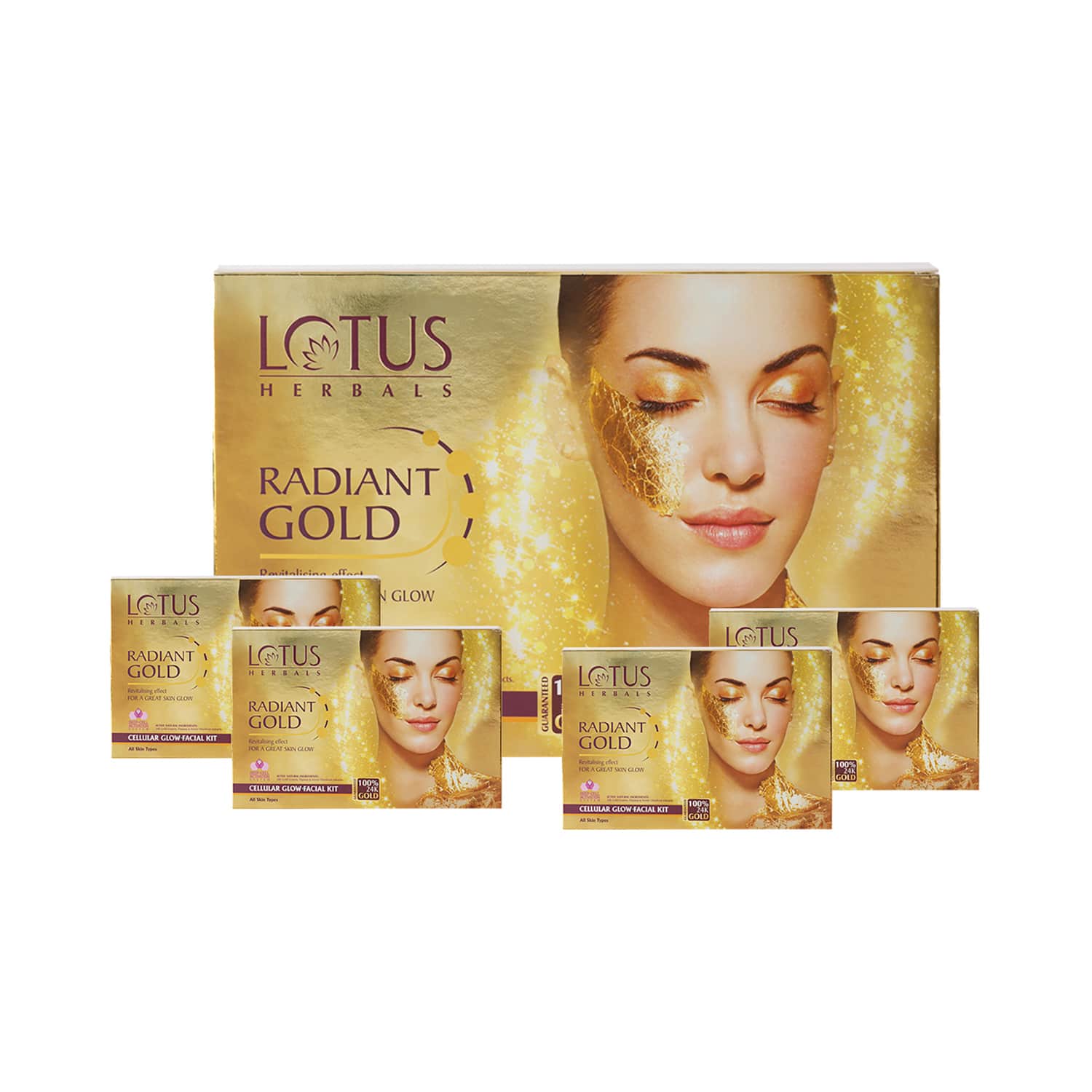 Lotus Herbals | Lotus Herbals Radiant Gold Cellular Glow 4 In 1 Facial Kit - (148g)