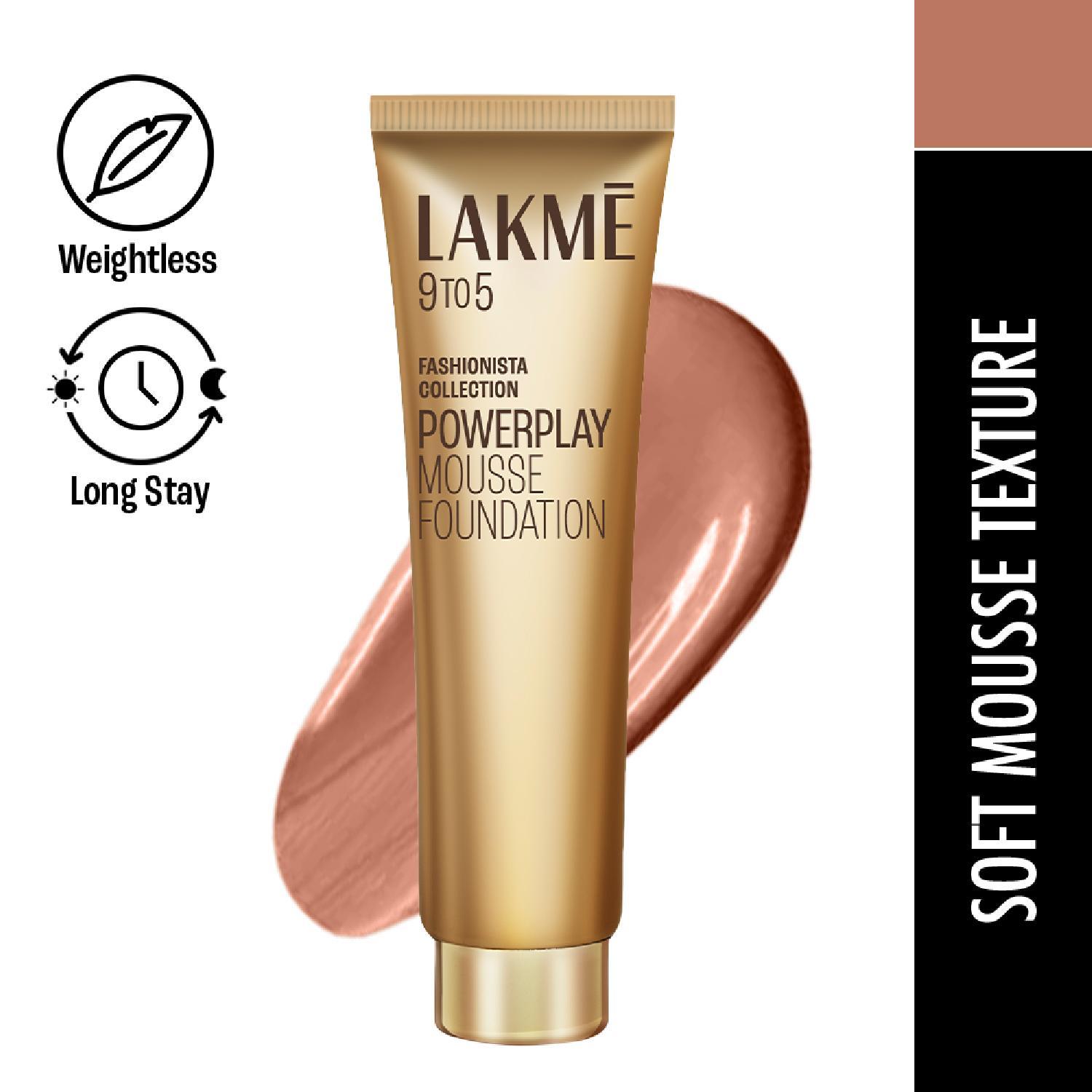 Lakme | Lakme 9to5 Powerplay Mousse Foundation, Rose Honey (25 g)