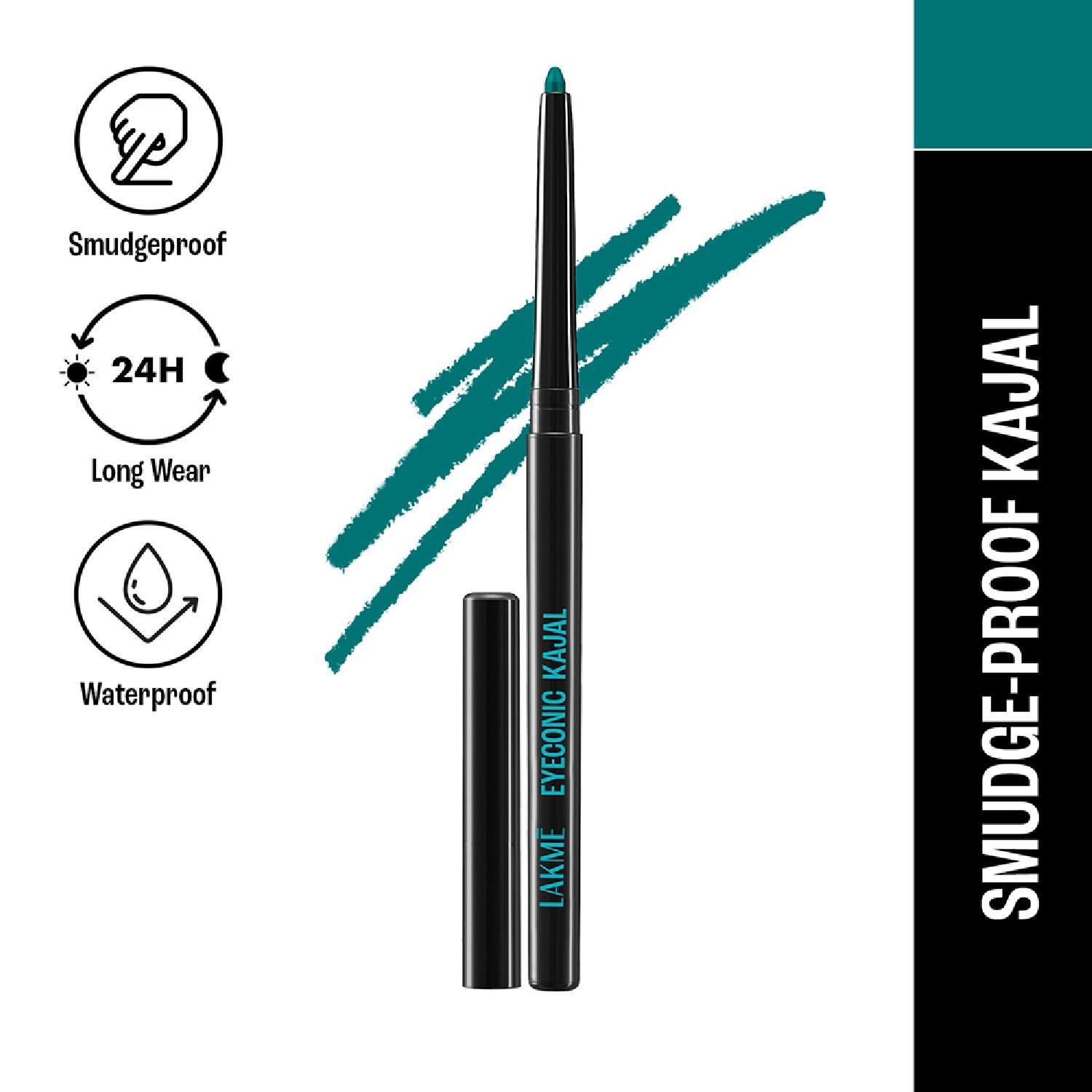 Lakme | Lakme 9 to 5 Eyeconic Kajal,  Smudgeproof, Waterproof, lasts upto 24 Hrs, Turquoise, (0.35 g)