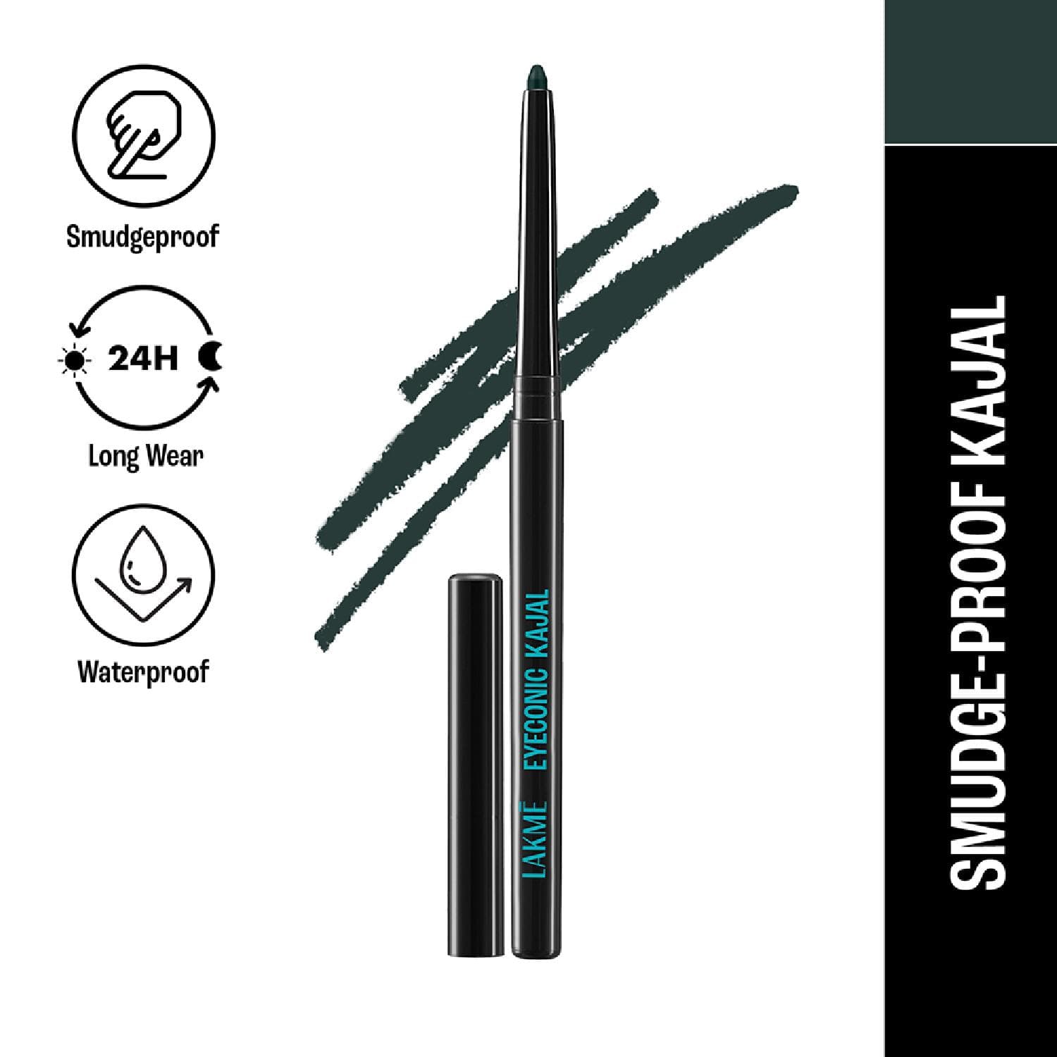 Lakme | Lakme 9 to 5 Eyeconic Kajal,  Smudgeproof, Waterproof, lasts 24 Hrs, Regal Green, (0.35 g)