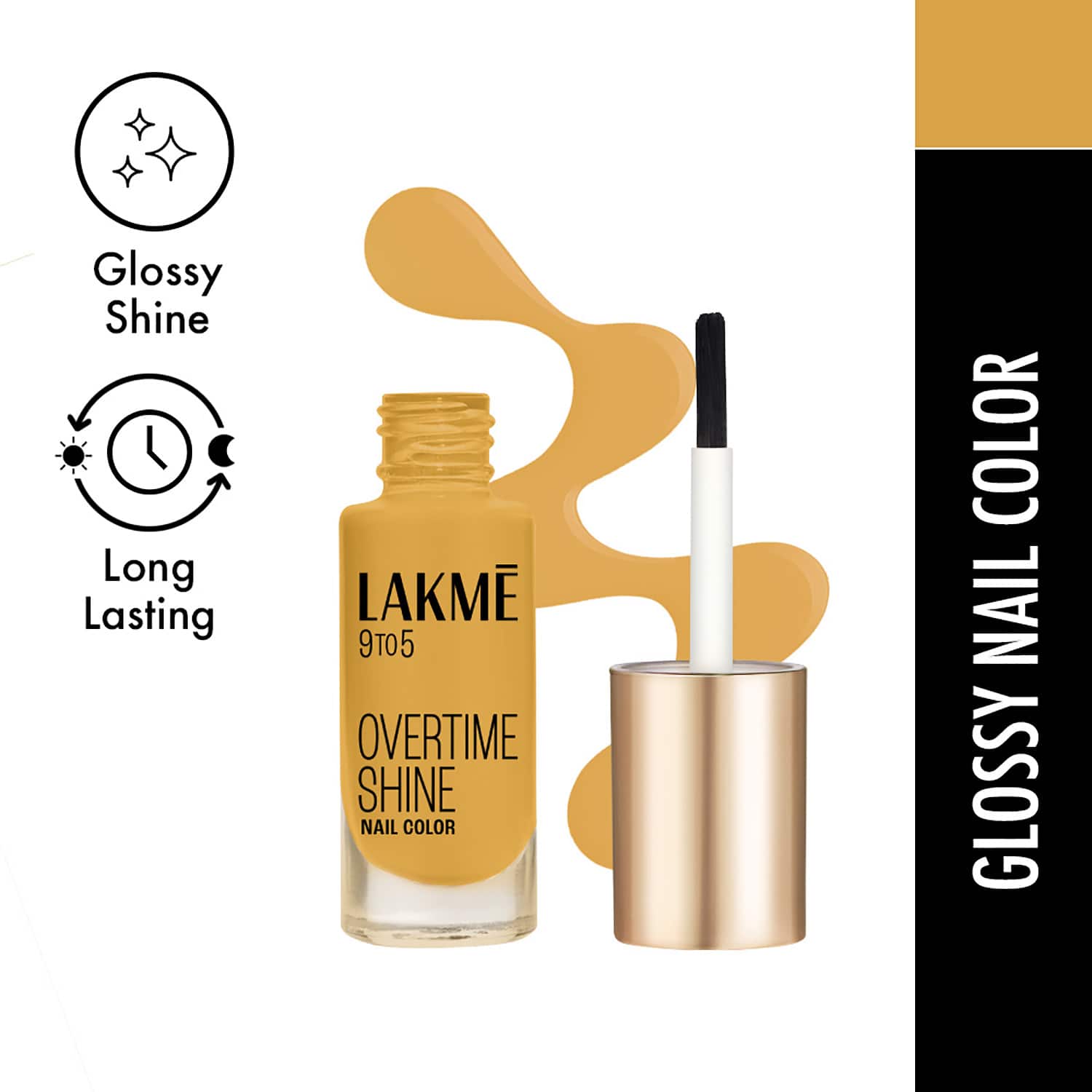 Lakme | Lakme 9 to 5 Primer + Gloss Nail Color - Mustard Master (6 ml)