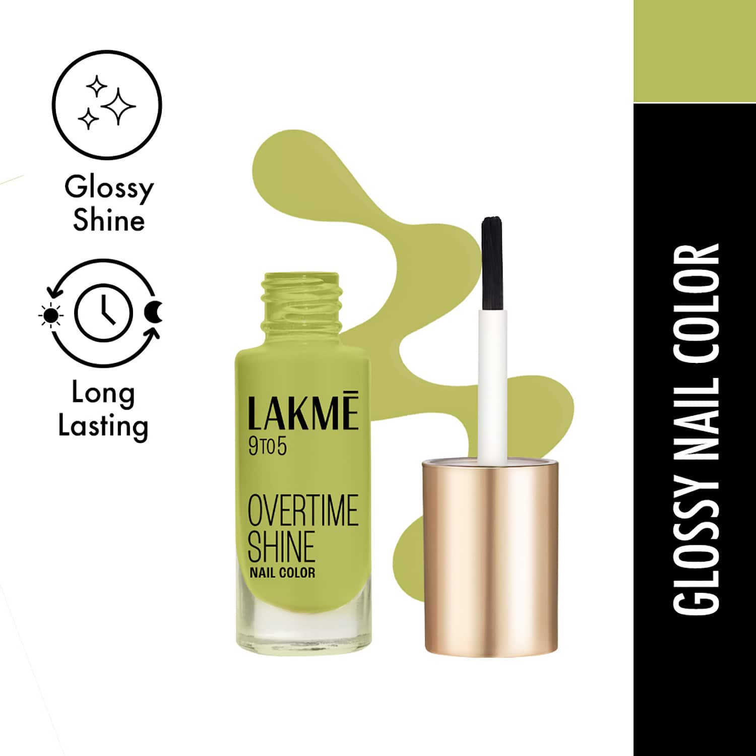 Lakme | Lakme 9 to 5 Primer + Gloss Nail Color - Lime Treat (6 ml)