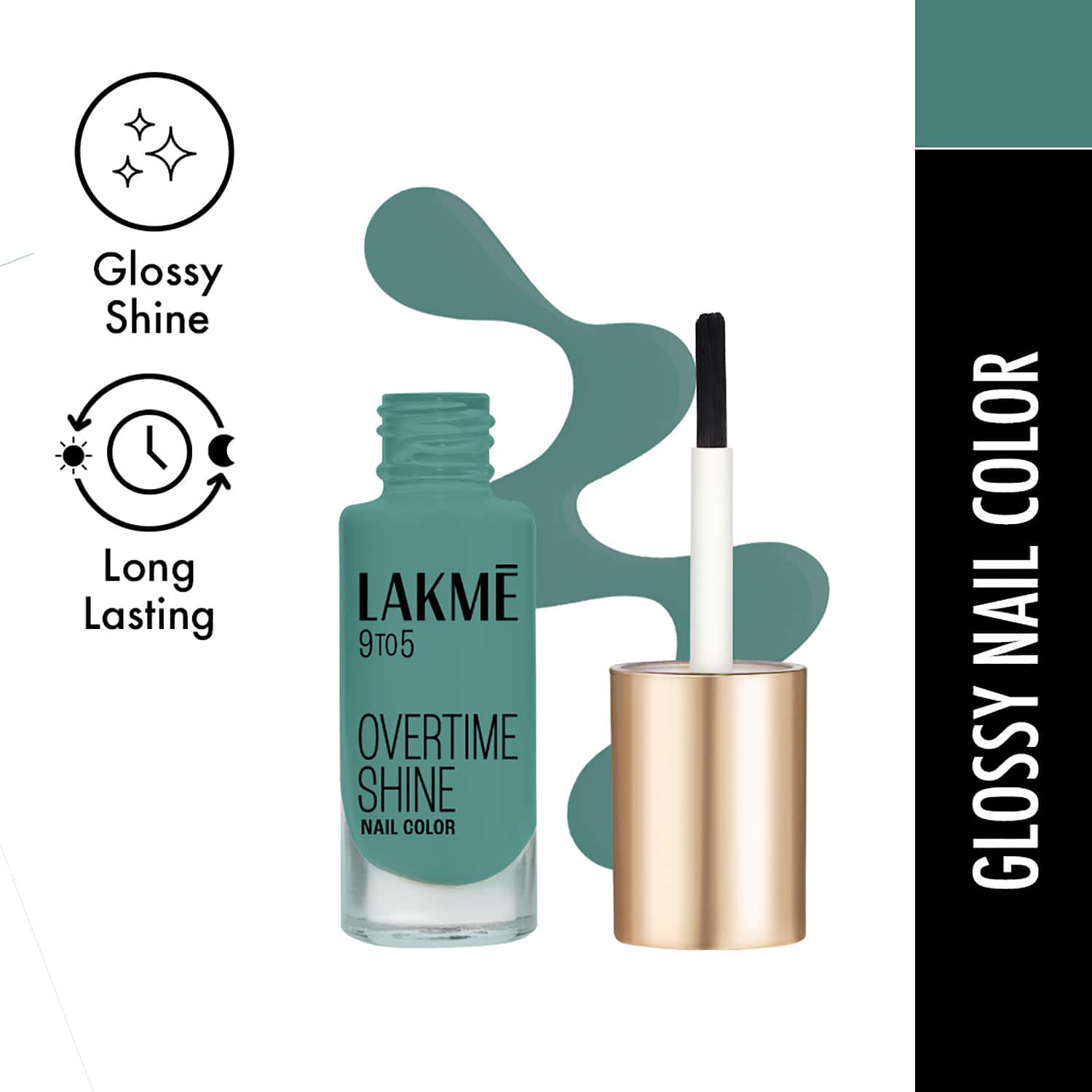Lakme | Lakme 9 to 5 Primer + Gloss Nail Color - Teal Deal (6 ml)