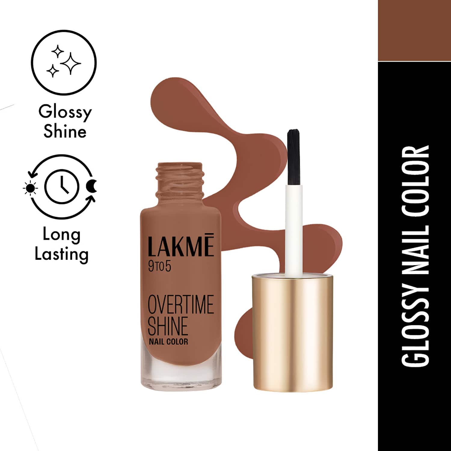 Lakme | Lakme 9 to 5 Primer + Gloss Nail Color - Caramel Case (6 ml)