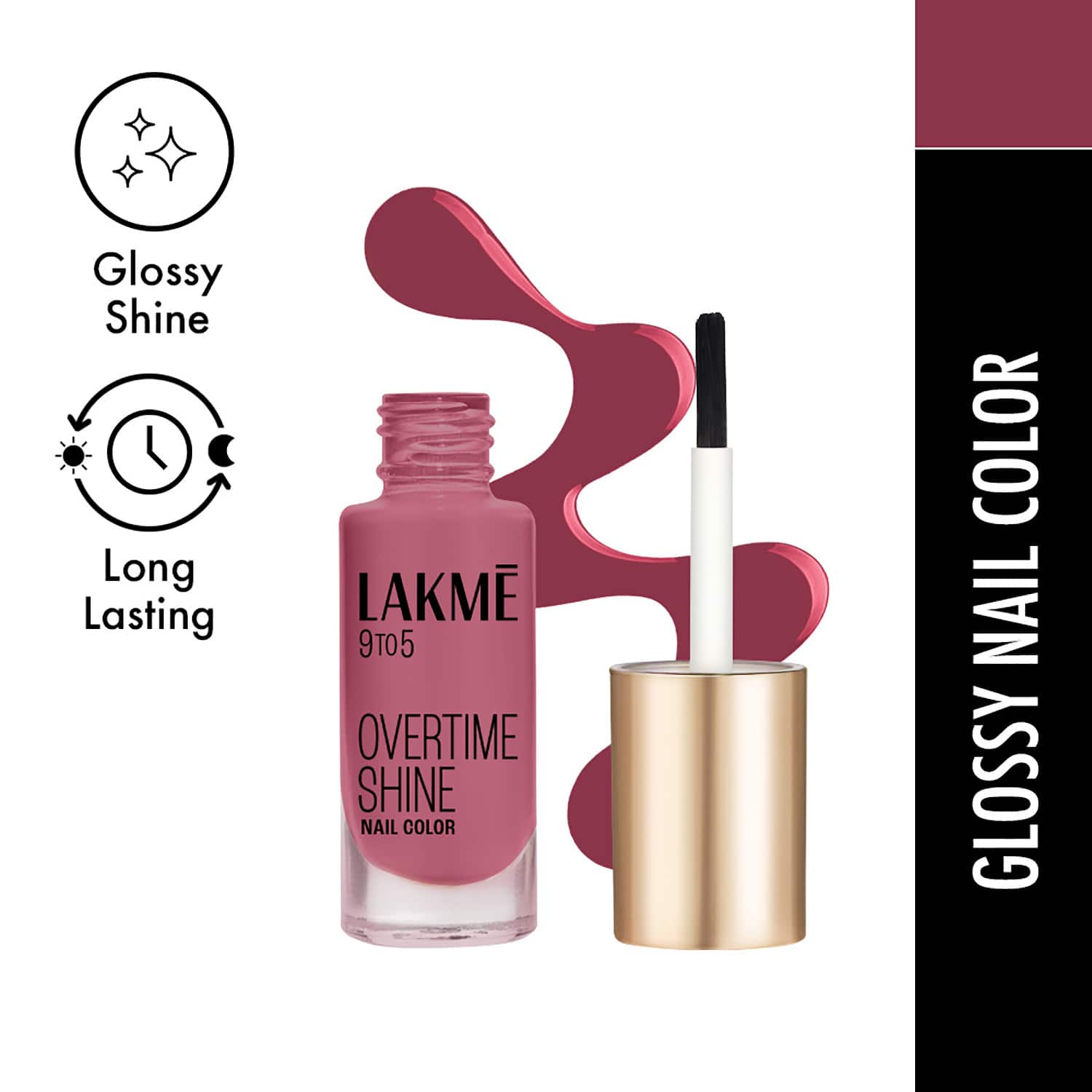 Lakme | Lakme 9 to 5 Primer + Gloss Nail Color - Berry Business (6 ml)