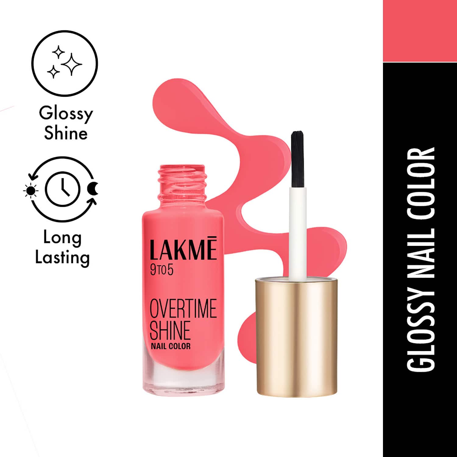 Lakme | Lakme 9 to 5 Primer + Gloss Nail Color - Blush Punch (6 ml)