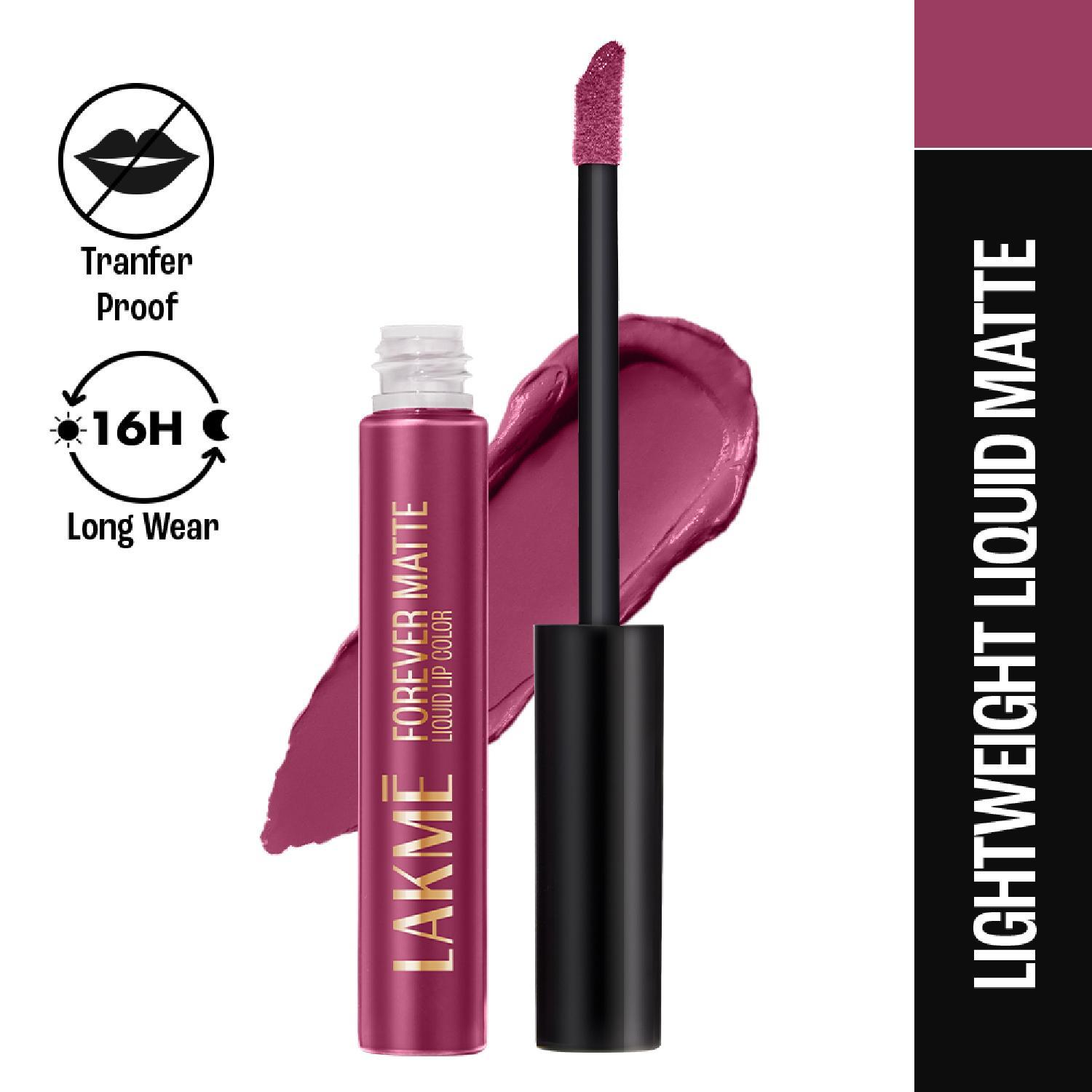Lakme | Lakme Forever Matte Liquid Lip, 16hr Lipstick, Fuschia Chic, (5.6 ml)