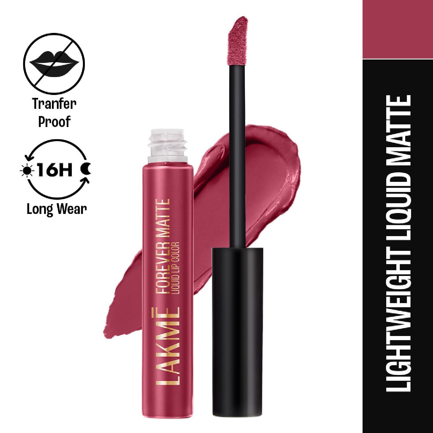 Lakme | Lakme Forever Matte Liquid Lip, 16hr Lipstick, Pink Glam, (5.6 ml)