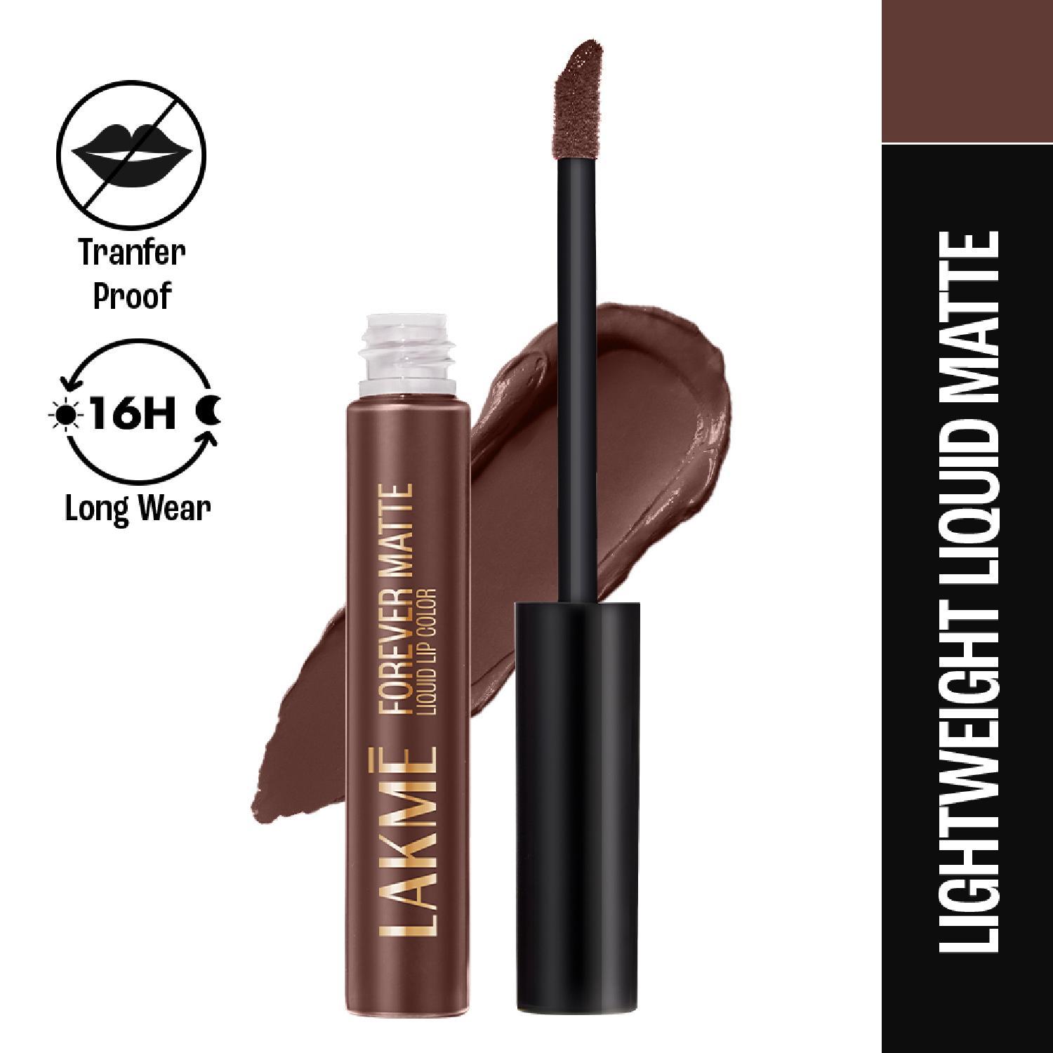 Lakme | Lakme Forever Matte Liquid Lip, 16hr Lipstick, Brown Espresso, (5.6 ml)