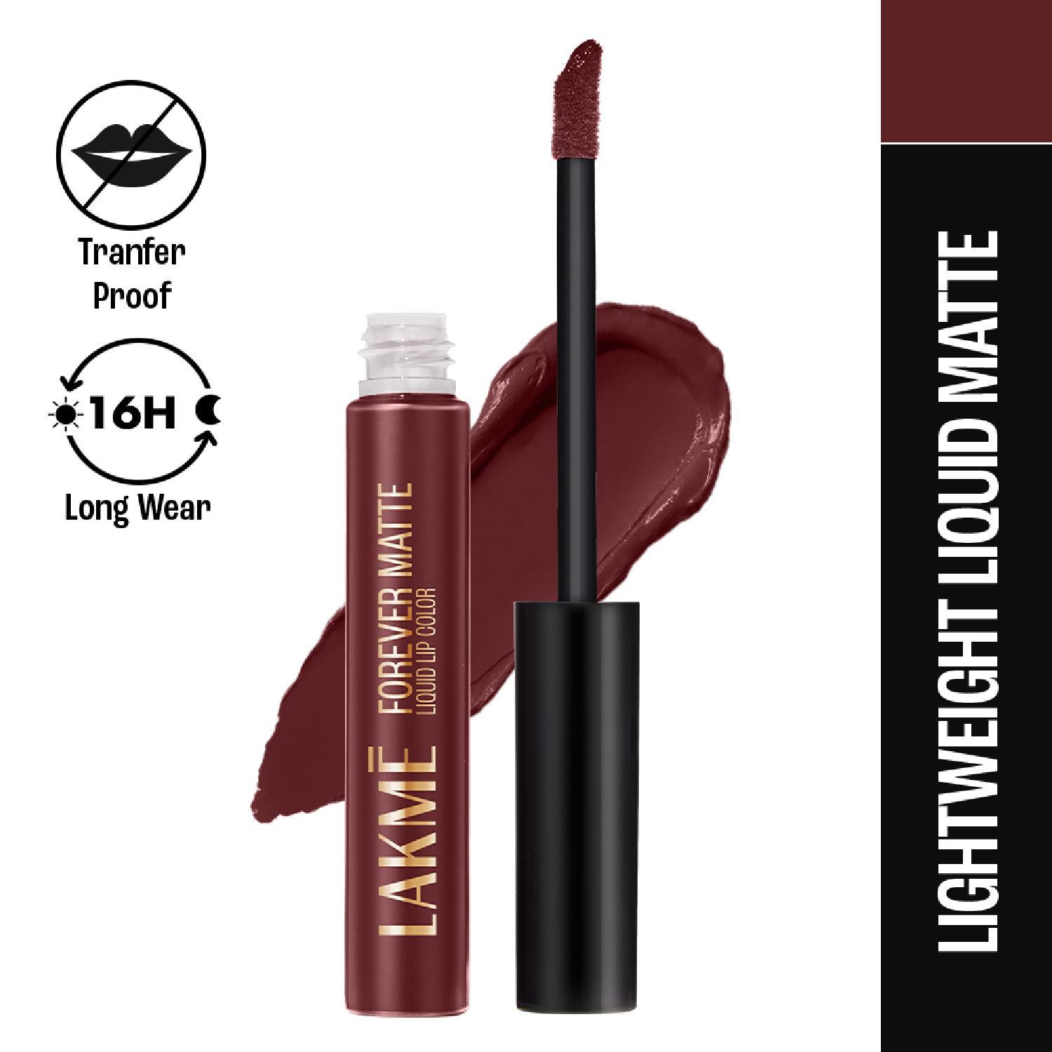 Lakme | Lakme Forever Matte Liquid Lip, 16hr Lipstick, Wine Touch, (5.6 ml)
