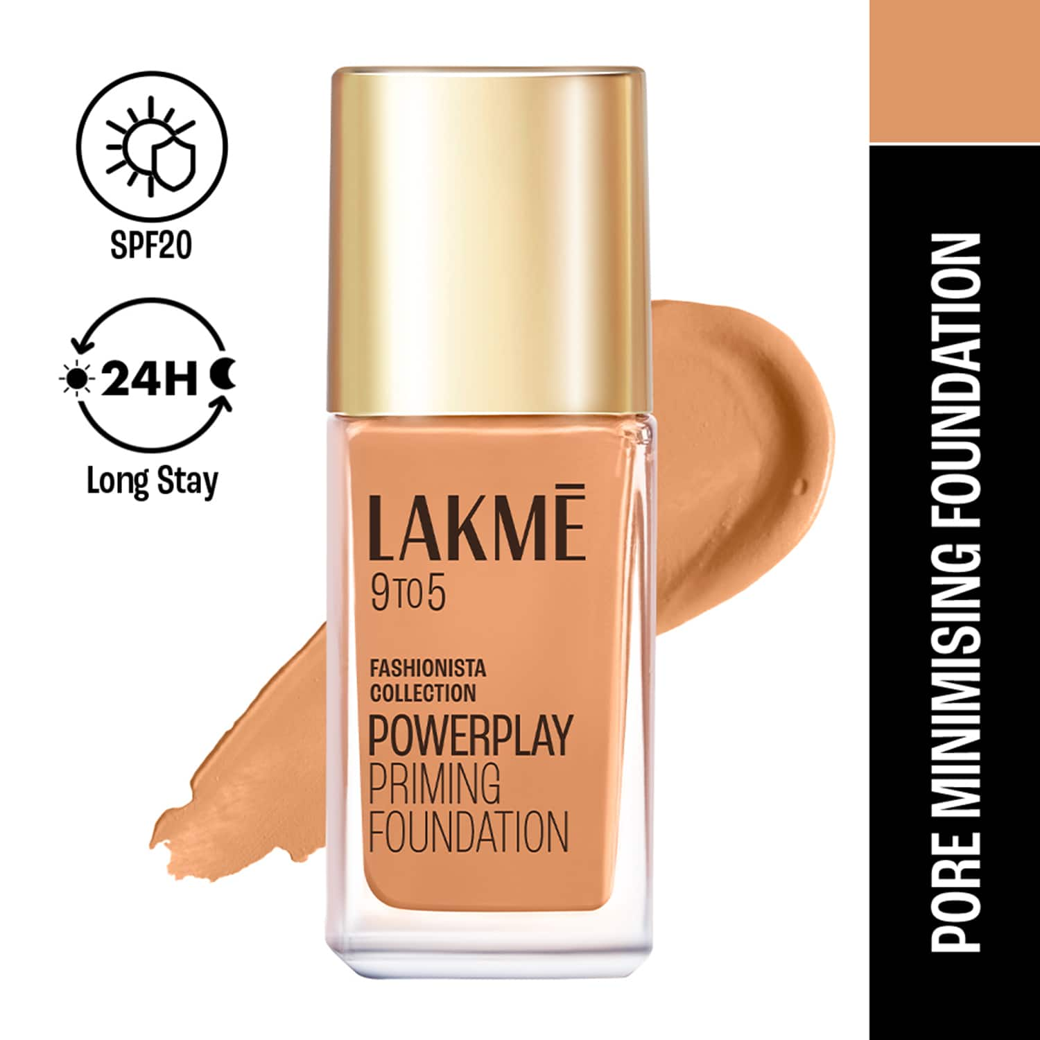 Lakme | Lakme 9to5 Powerplay Priming Foundation Built in Primer Long-Lasting SPF 20 Cool Cinnamon (25 ml)