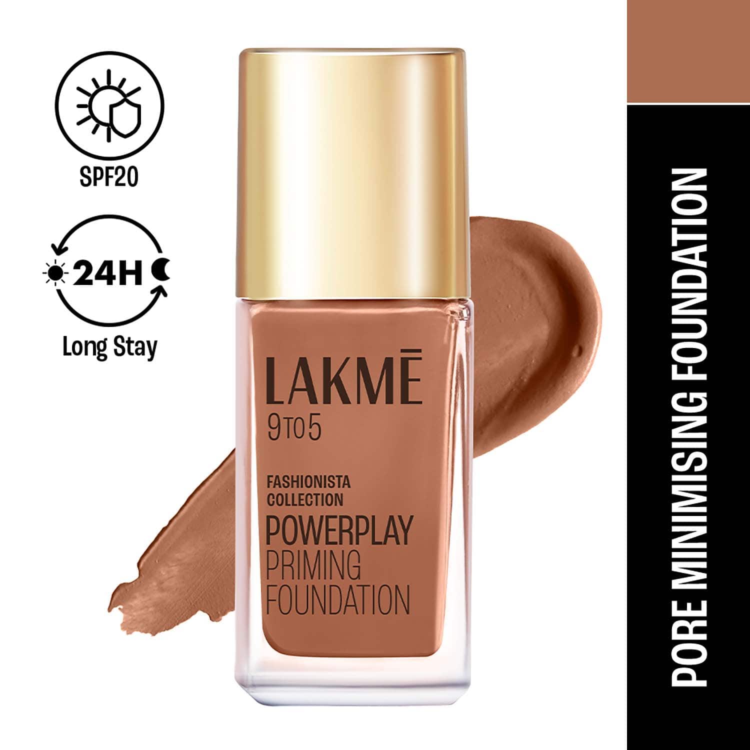 Lakme | Lakme 9to5 Powerplay Priming Foundation Built in Primer SPF 20 - Cool Cocoa (25 ml)