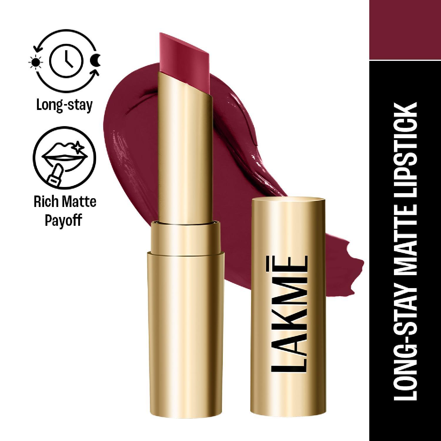 Lakme | Lakme Unreal 3D Slim Bullet, Matte Finish, Wine Whisper, (3.6 g)