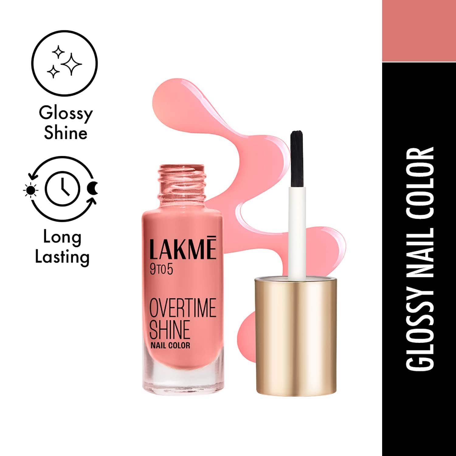 Lakme | Lakme 9To5 Primer + Gloss Nail Colour - Peach Blossom (6 ml)