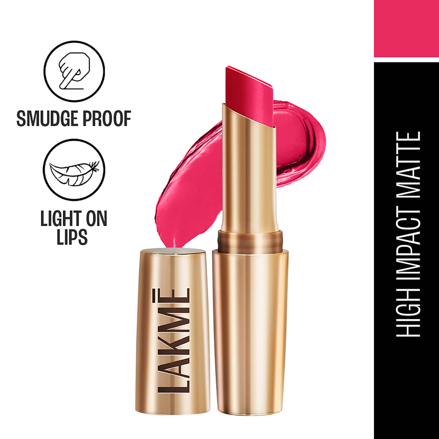 Lakme | Lakme 9to5 Powerplay Priming Matte Lipstick Lasts 16hrs - Pink Perfect (3.6 g)