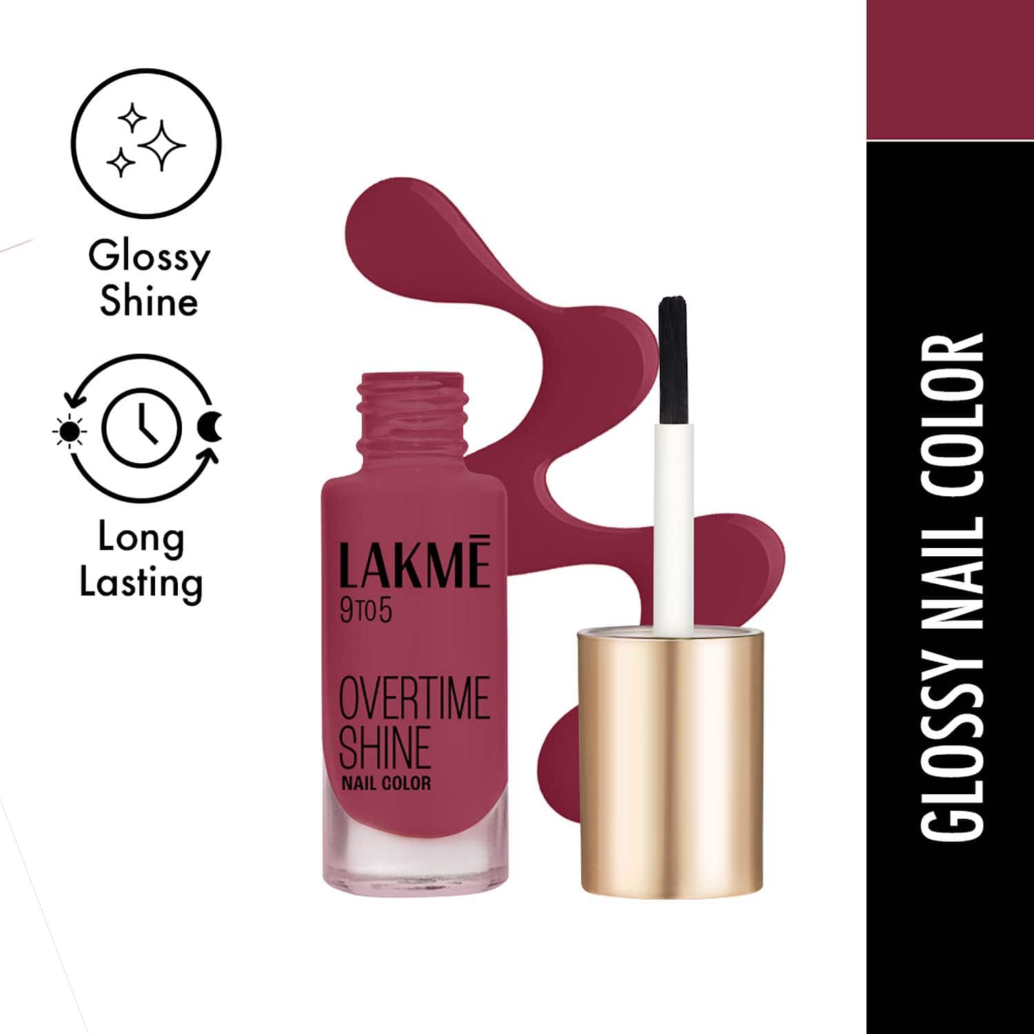 Lakme | Lakme 9to5 Primer + Gloss Nail Colour - Scarlet Blaze (6 ml)