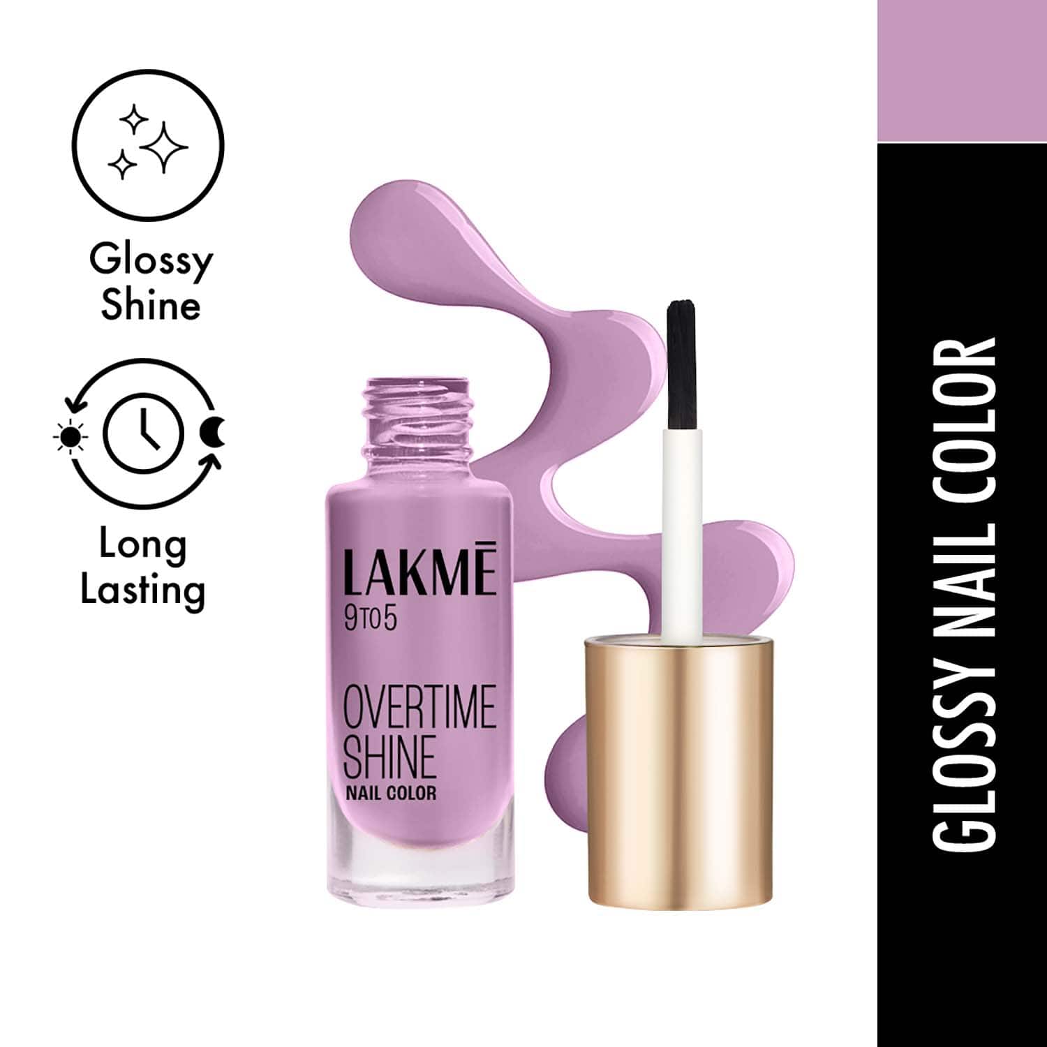 Lakme | Lakme 9to5 Primer + Gloss Nail Colour - Lavender Breeze (6 ml)