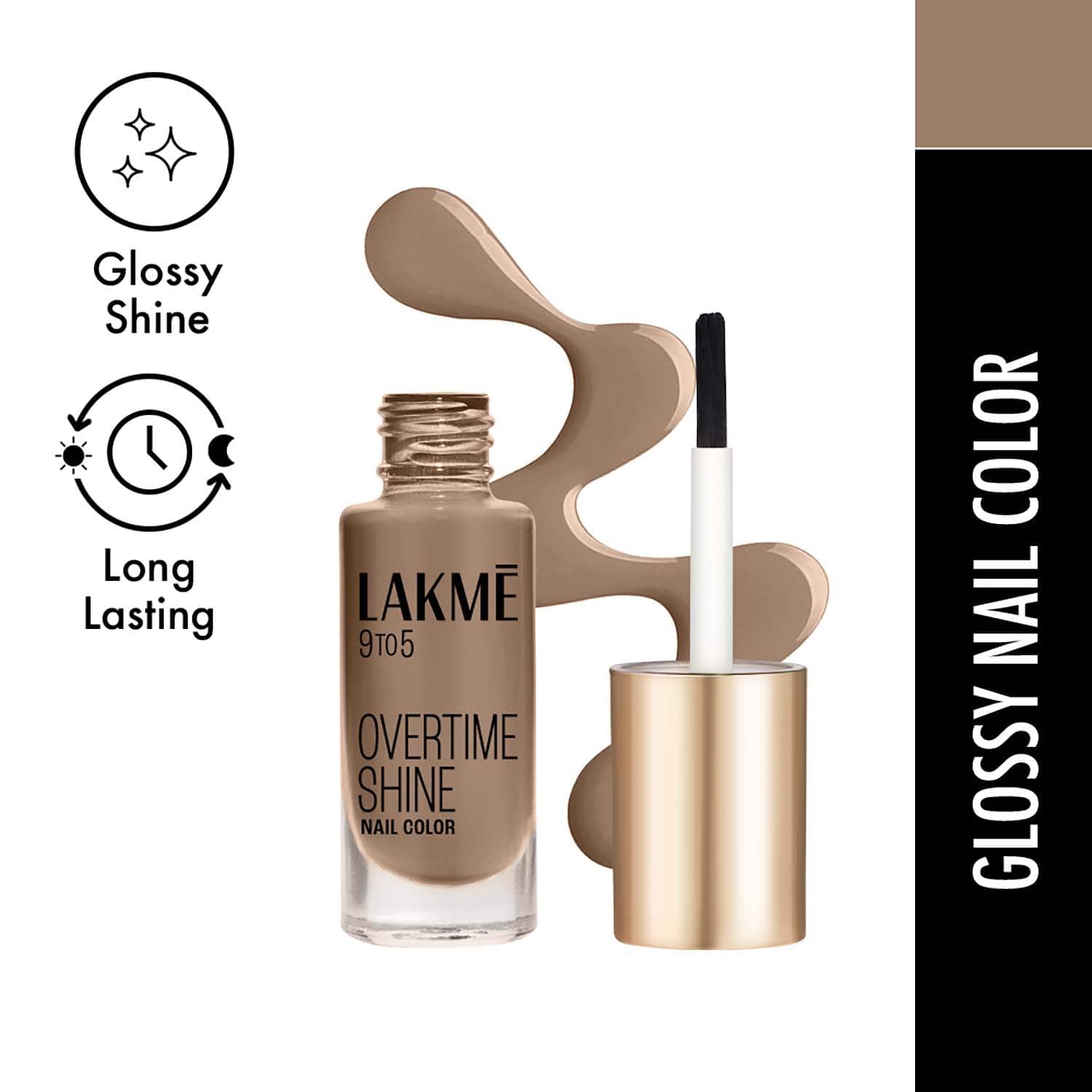 Lakme | Lakme 9to5 Primer + Gloss Nail Colour - Brown Sandcastle (6 ml)