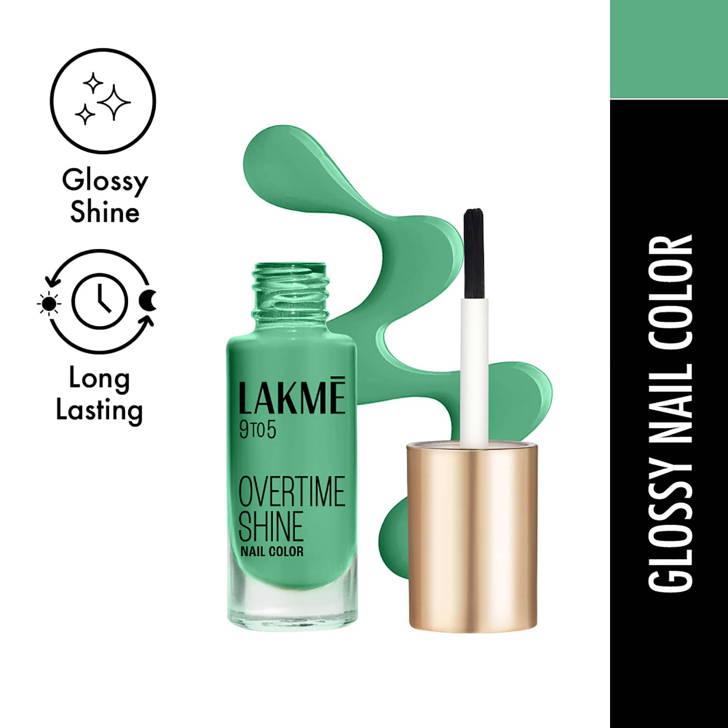 Lakme | Lakme 9to5 Primer + Gloss Nail Colour - Mint Twist (6 ml)