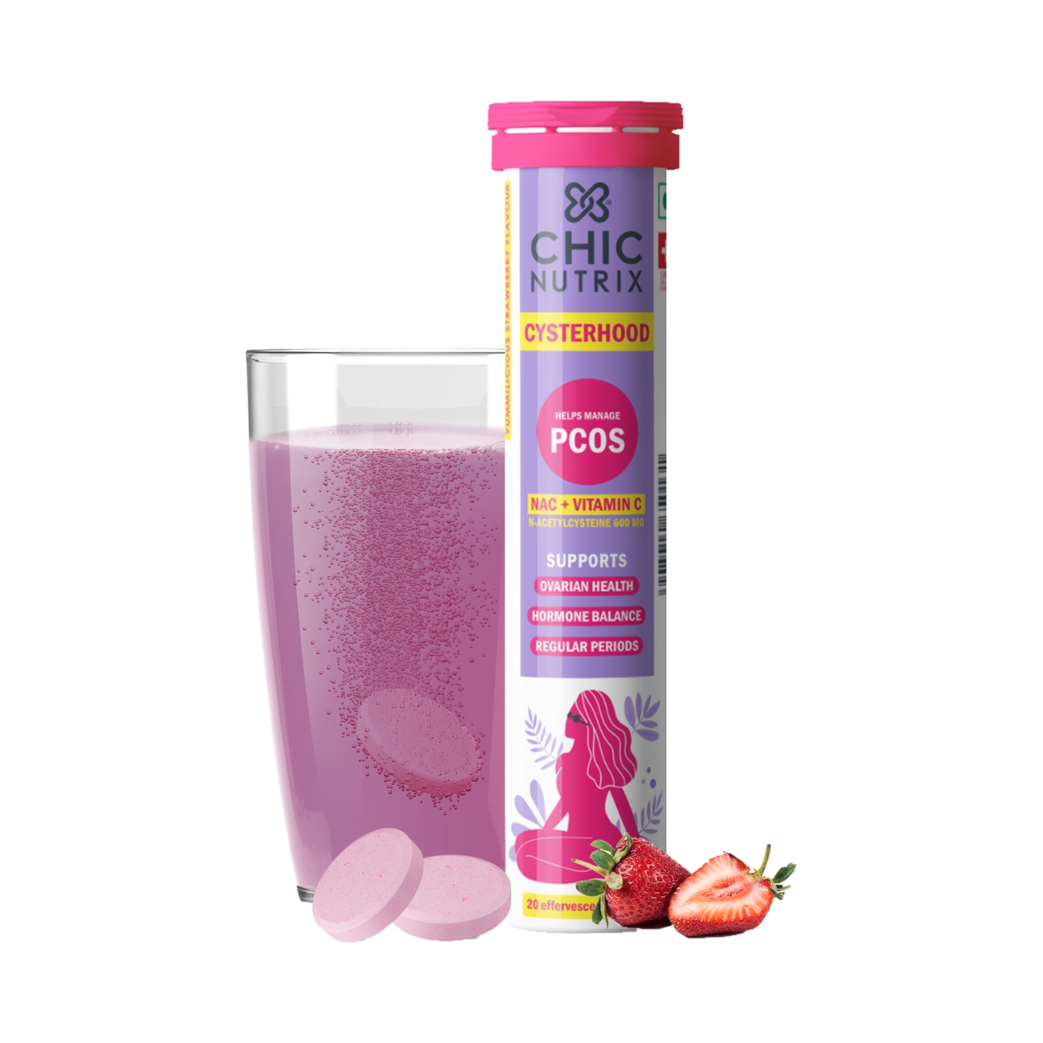 Chicnutrix | Chicnutrix Cysterhood 600Mg N-Acetylcysteine & Vitamin C Tablets - Strawberry Flavour (20pcs)