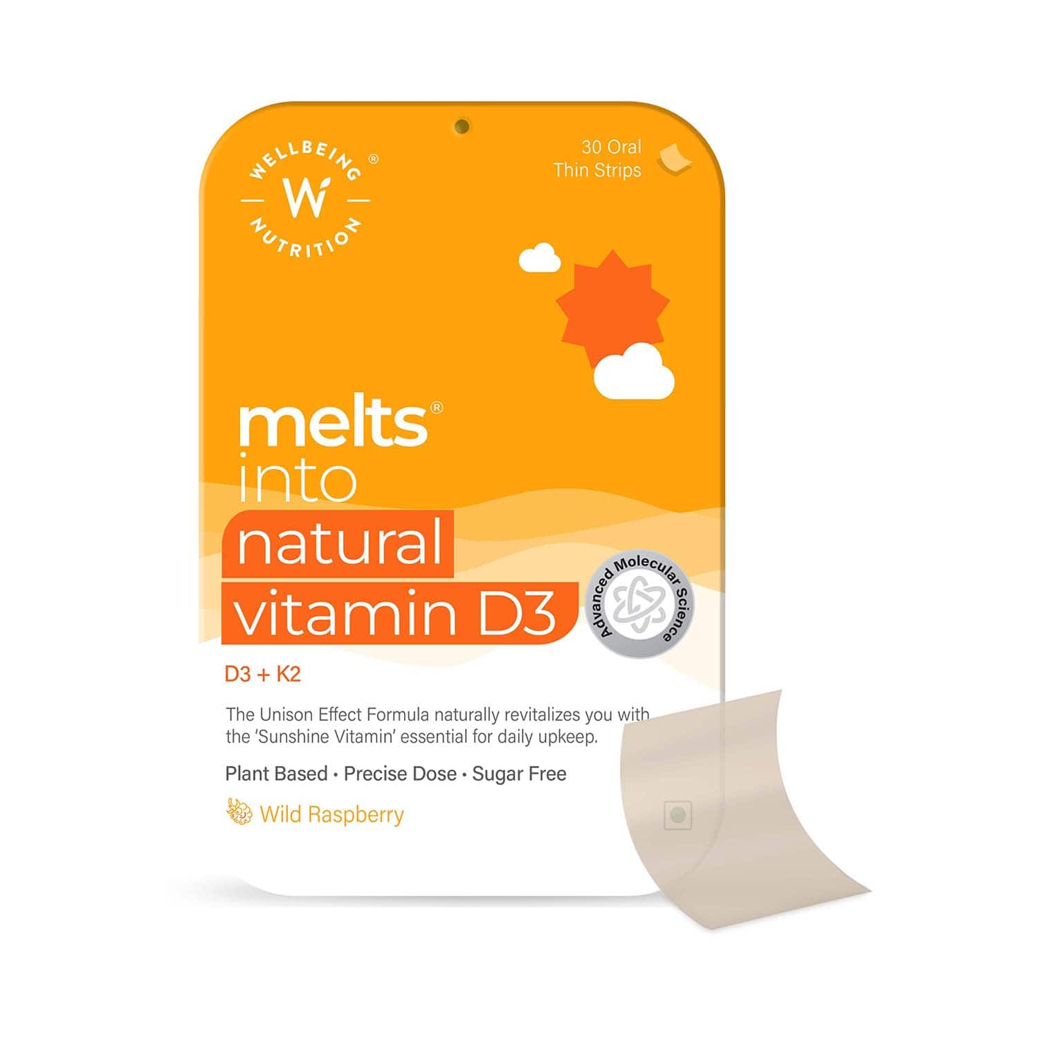 Wellbeing Nutrition | Wellbeing Nutrition Melts Natural Vitamin D3+K2 (MK-7) with Vitashine™, Resveterol &  MenaquinGold (30 Strips)