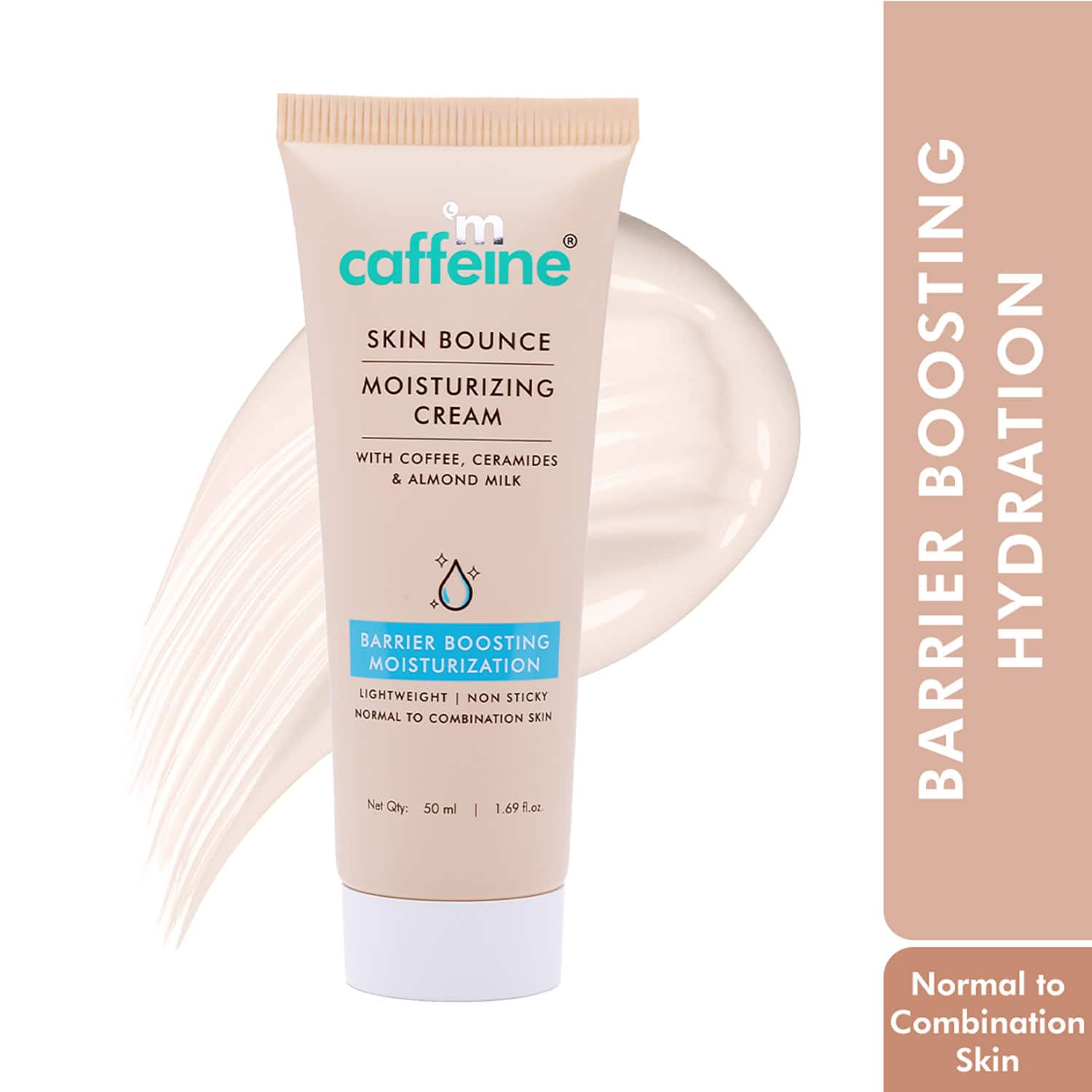 mCaffeine | mCaffeine Skin Bounce Moisturizing Cream,72Hrs Moisturization & Barrier Boost for Soft,Bouncy Skin (50ml)