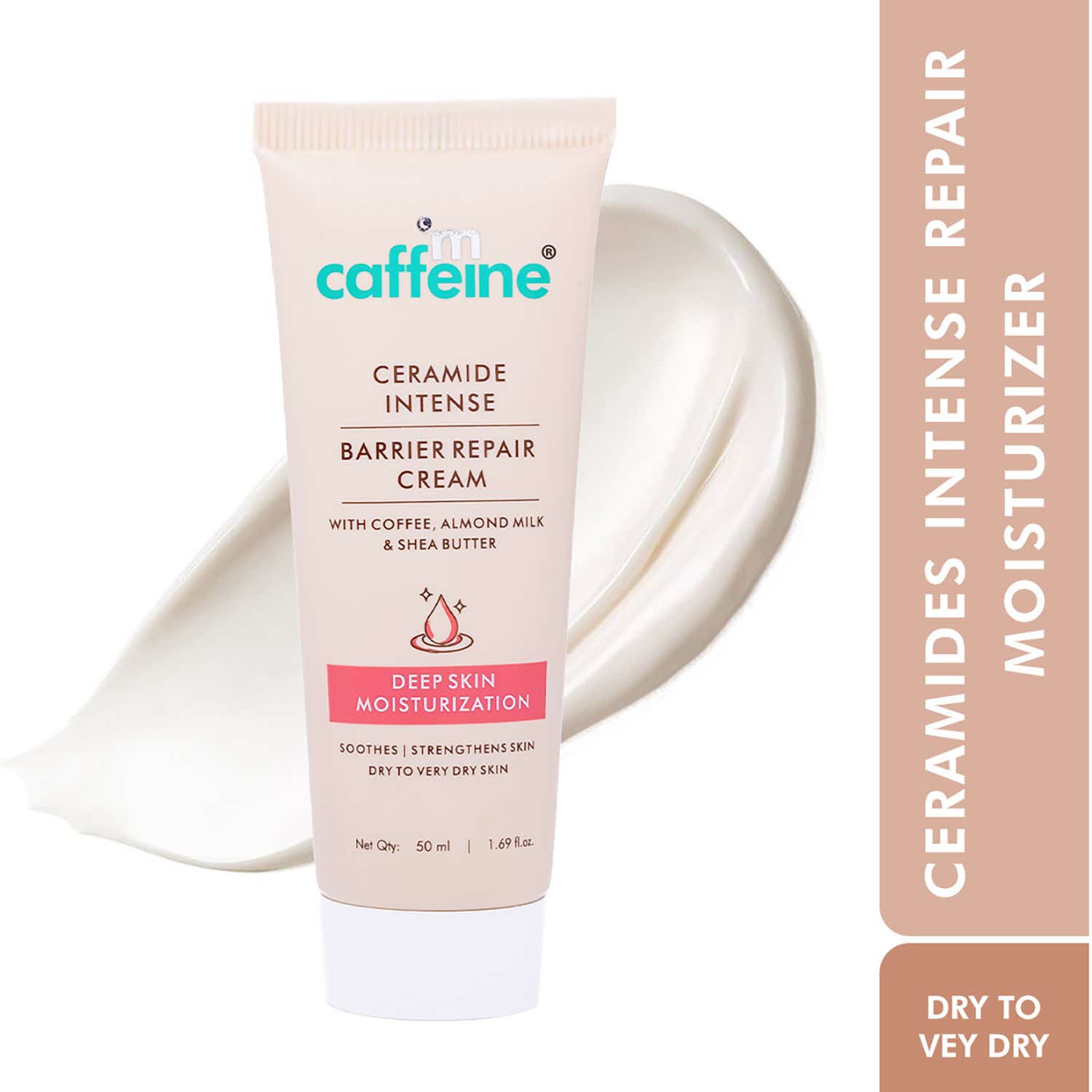mCaffeine | mCaffeine Ceramide Intense Barrier Repair Cream, 72Hrs Deep Moisturization,Dry to Very Dry Skin (50ml)