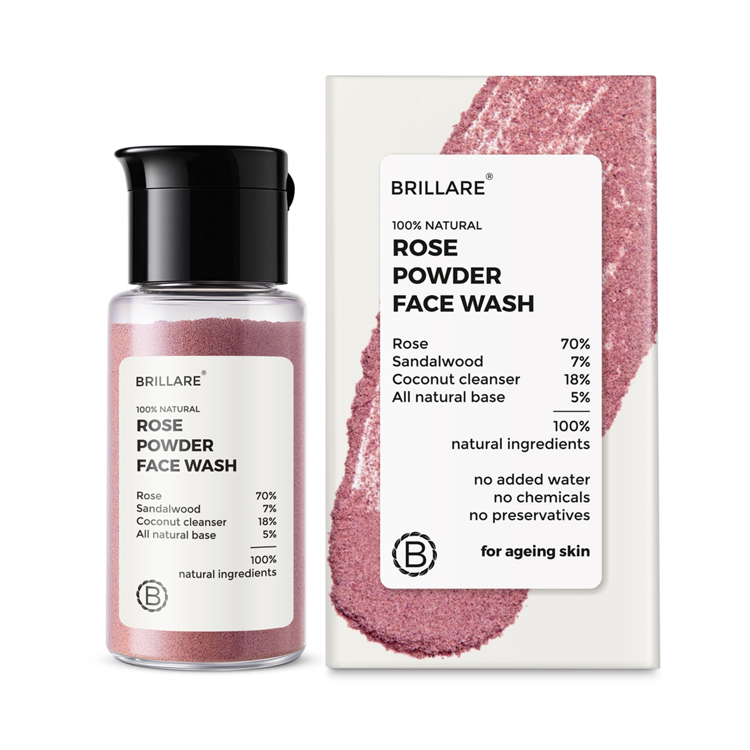 Brillare | Brillare Rose Powder Face Wash For Well Hydrated, Younger Looking Skin (15g)