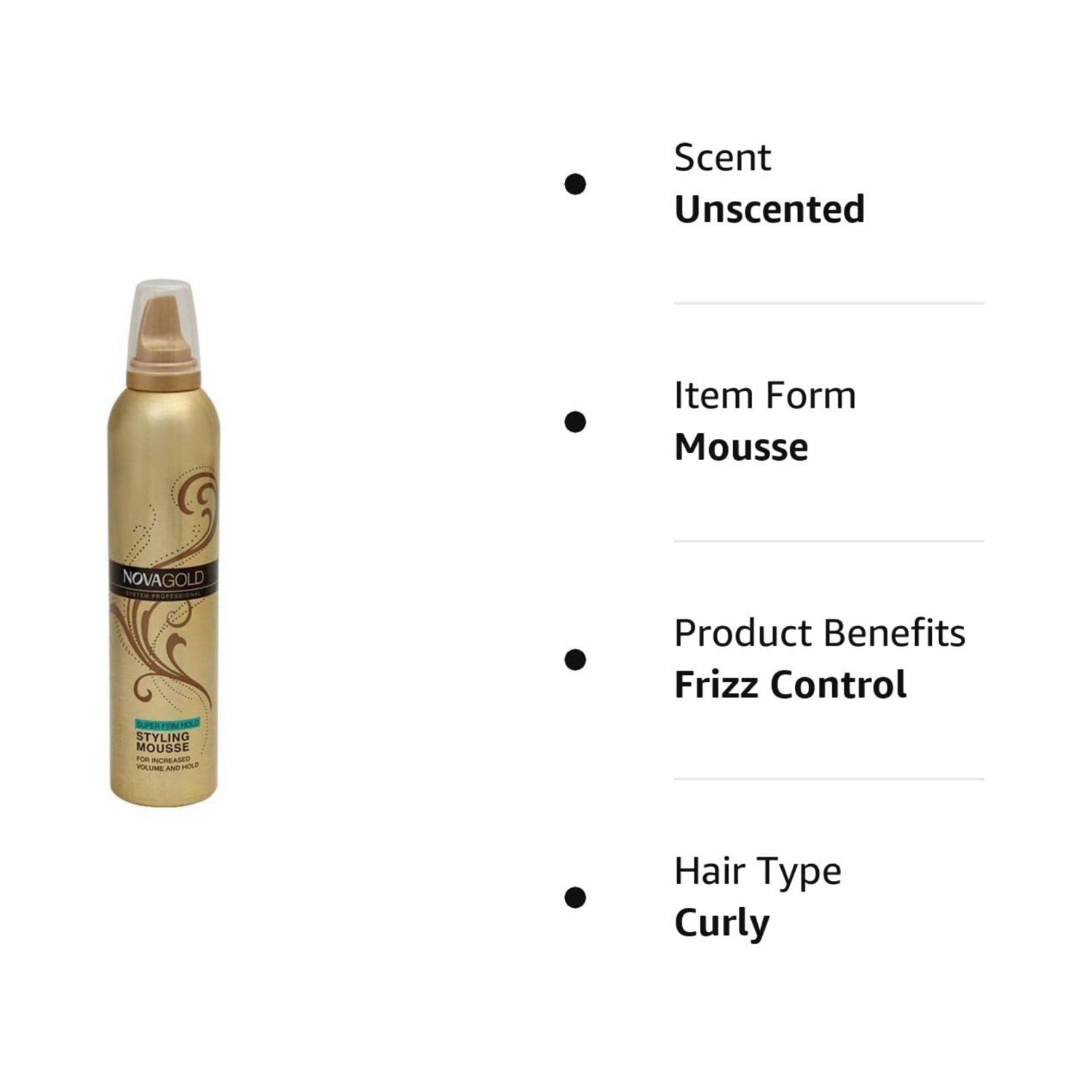 Nova Gold Super Firm Hold Styling Hair Mousse (300ml)