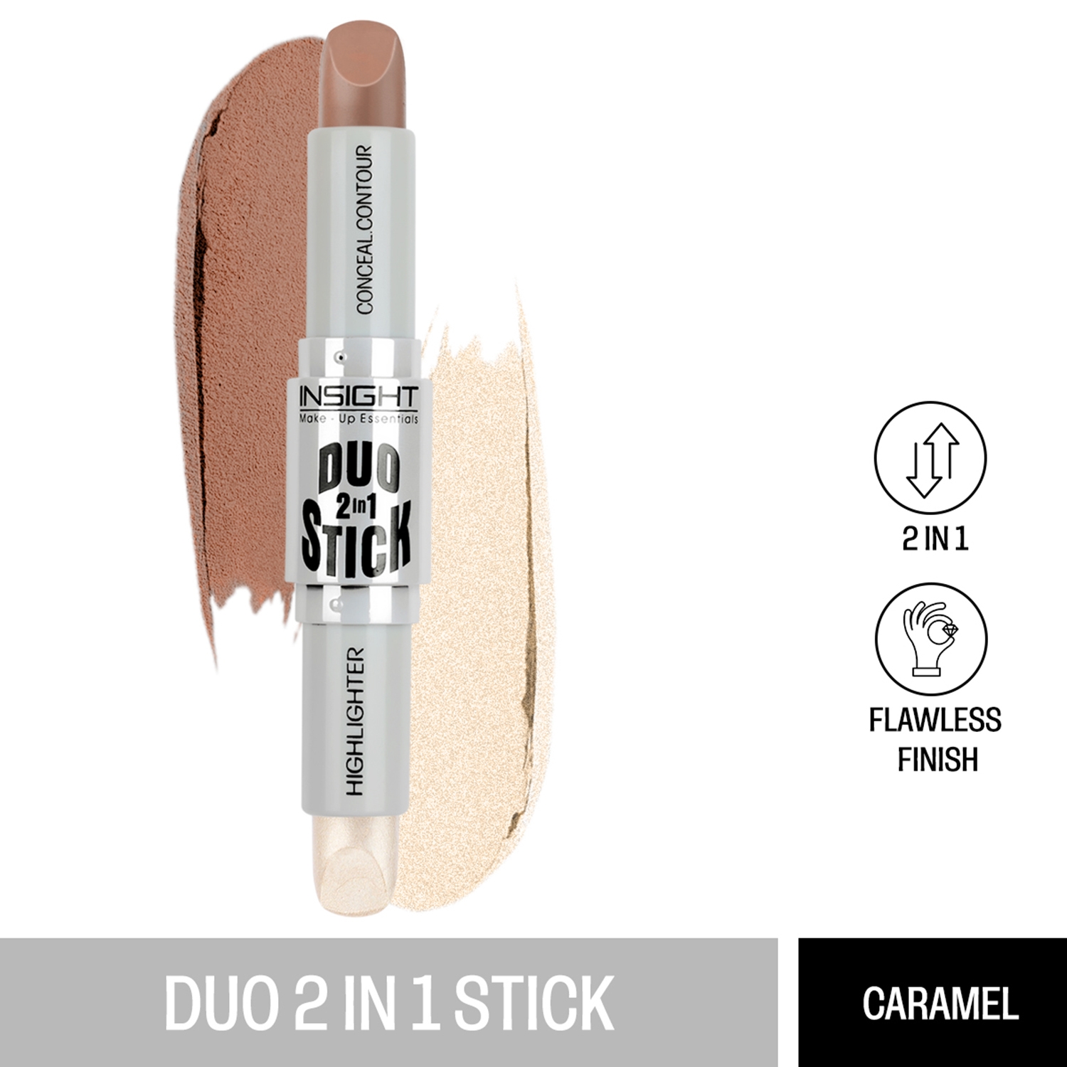 Insight Cosmetics | Insight Cosmetics Duo Stick Conceal Contour + Highlighter - 01 Caramel (8.5g)