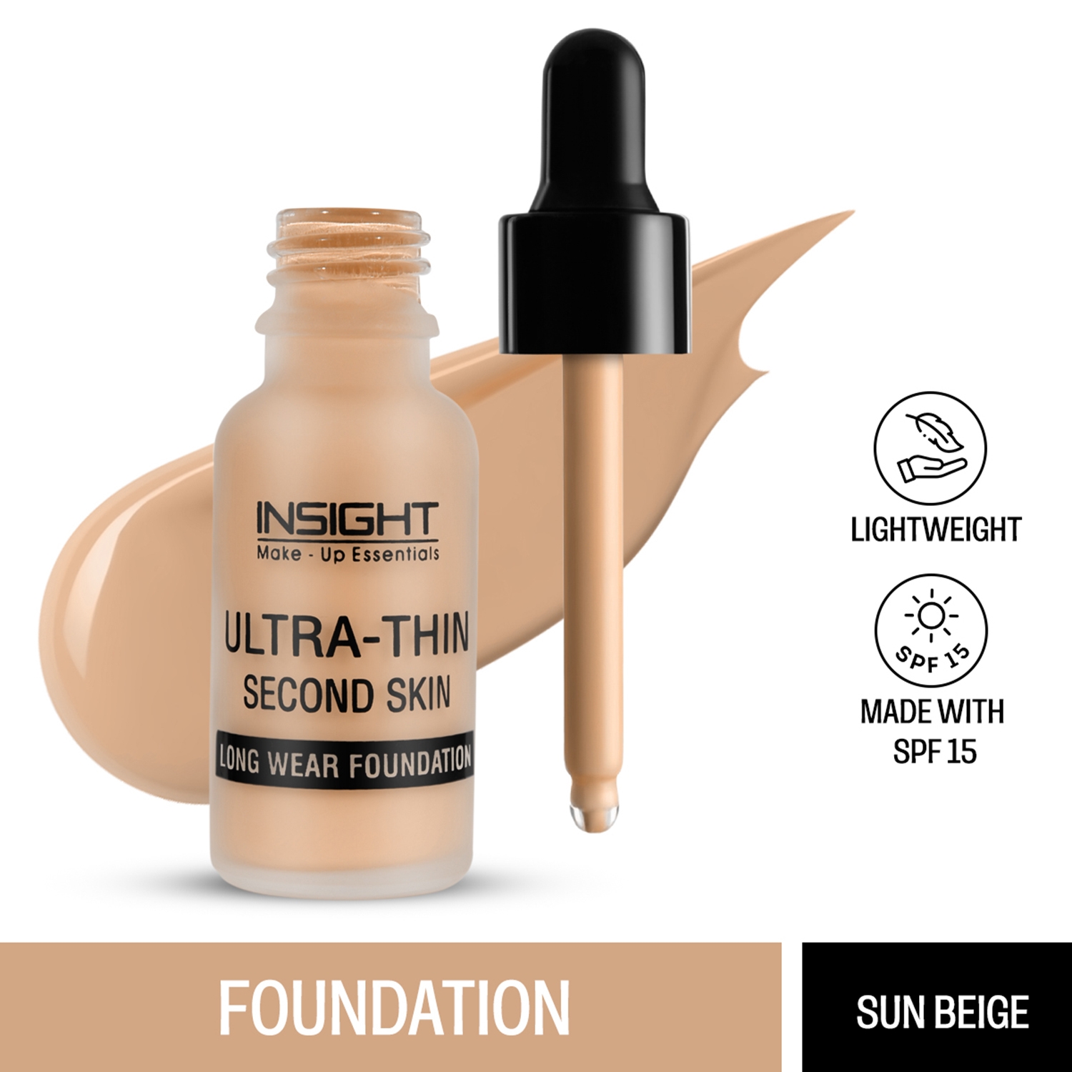 Insight Cosmetics Ultra Thin Second Skin Long Wear Foundation - Sun Beige (20ml)