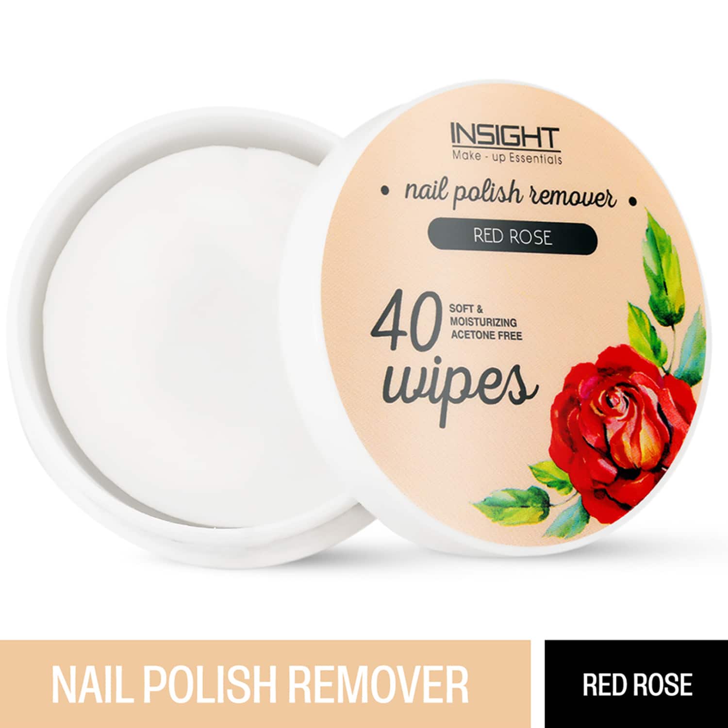 Insight Cosmetics | Insight Cosmetics Red Rose Nail Polish Remover Wipes (40 Pcs)